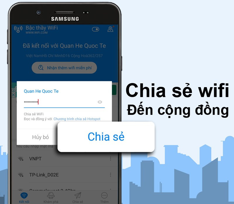 WiFi Ch&ugrave;a hỗ trợ chia sẻ Wifi miễn ph&iacute; đến mọi người