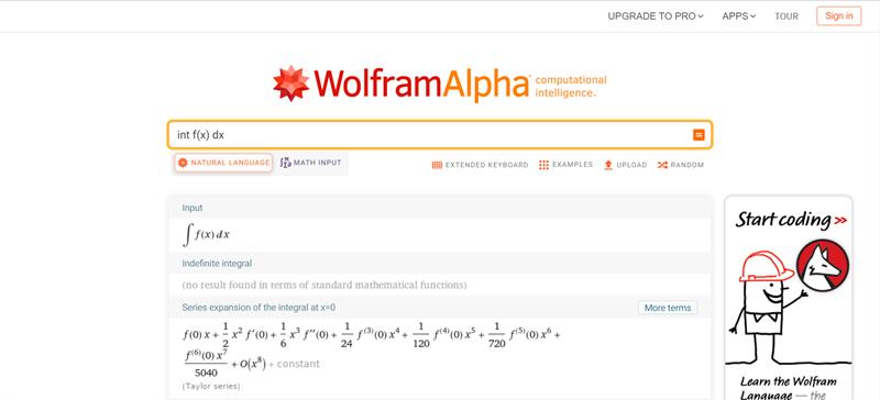 wolframalpha.com - Trang web tính nguyên hàm