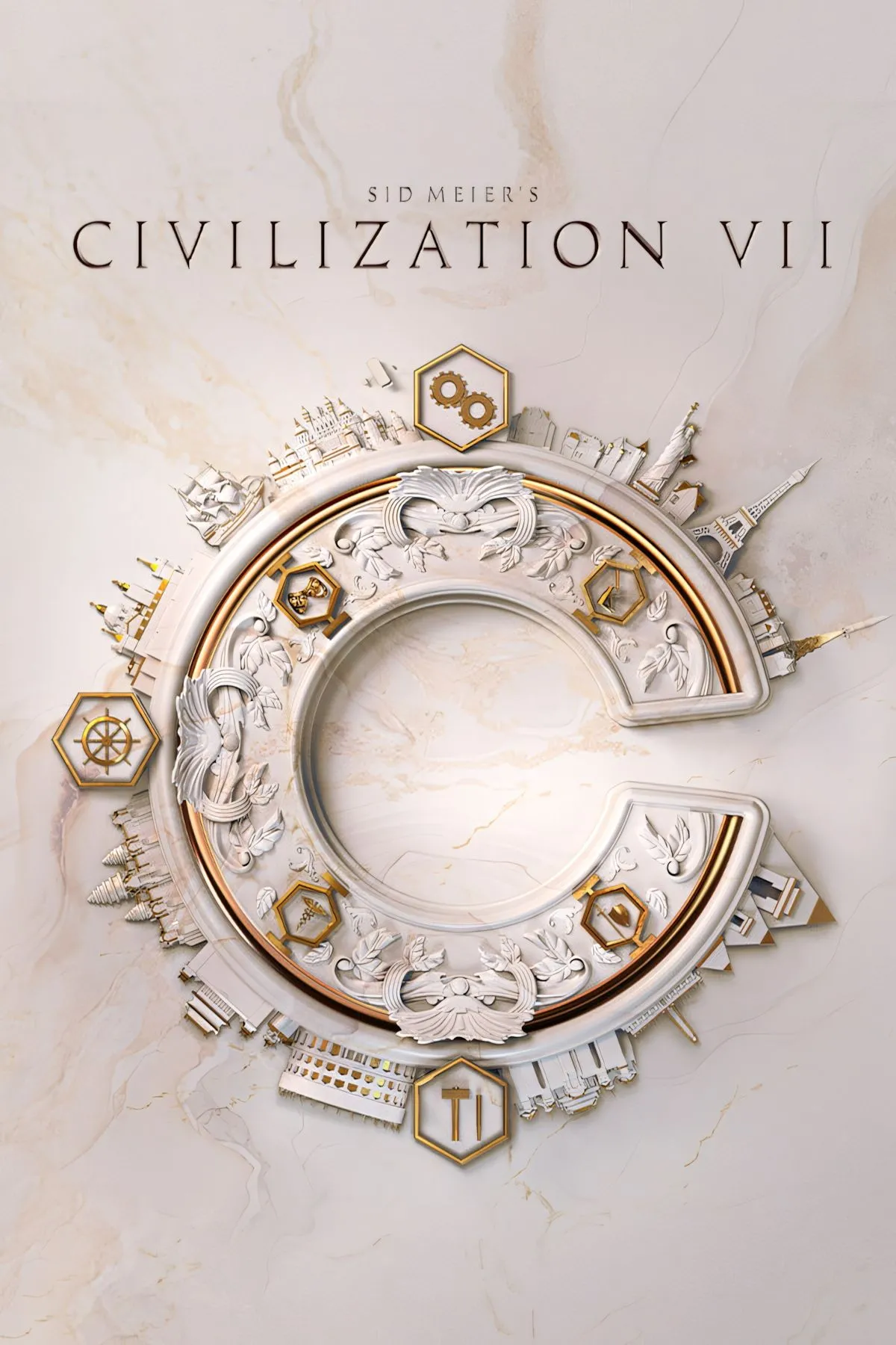 Ảnh bìa chính thức của game chiến thuật Sid Meier's Civilization VII với logo và hình ảnh đặc trưng