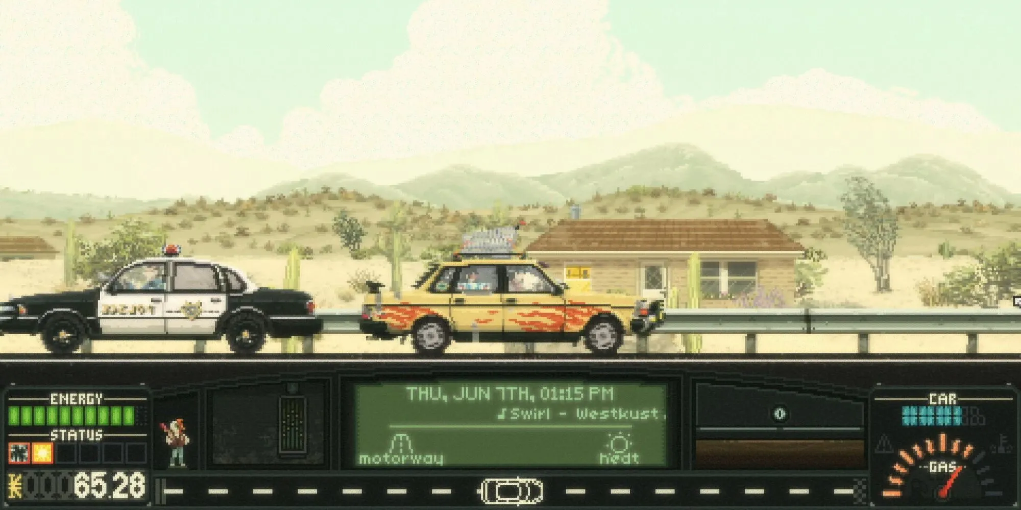 Ảnh chụp màn hình game Keep Driving với chiếc xe đang chạy trên đường vào ban đêm