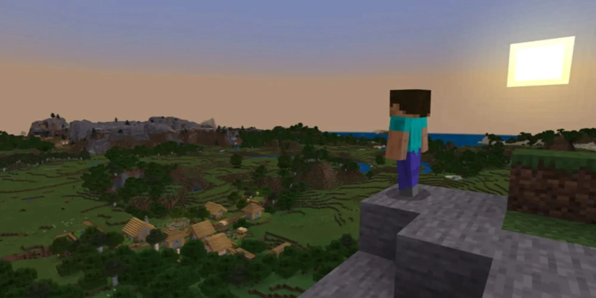 Ảnh gameplay Minecraft từ Steam hiển thị một thế giới khối vuông đa dạng