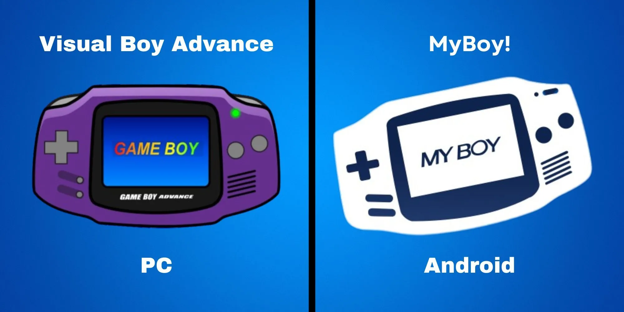 Ảnh ghép biểu tượng Visual Boy Advance và MyBoy Emulator