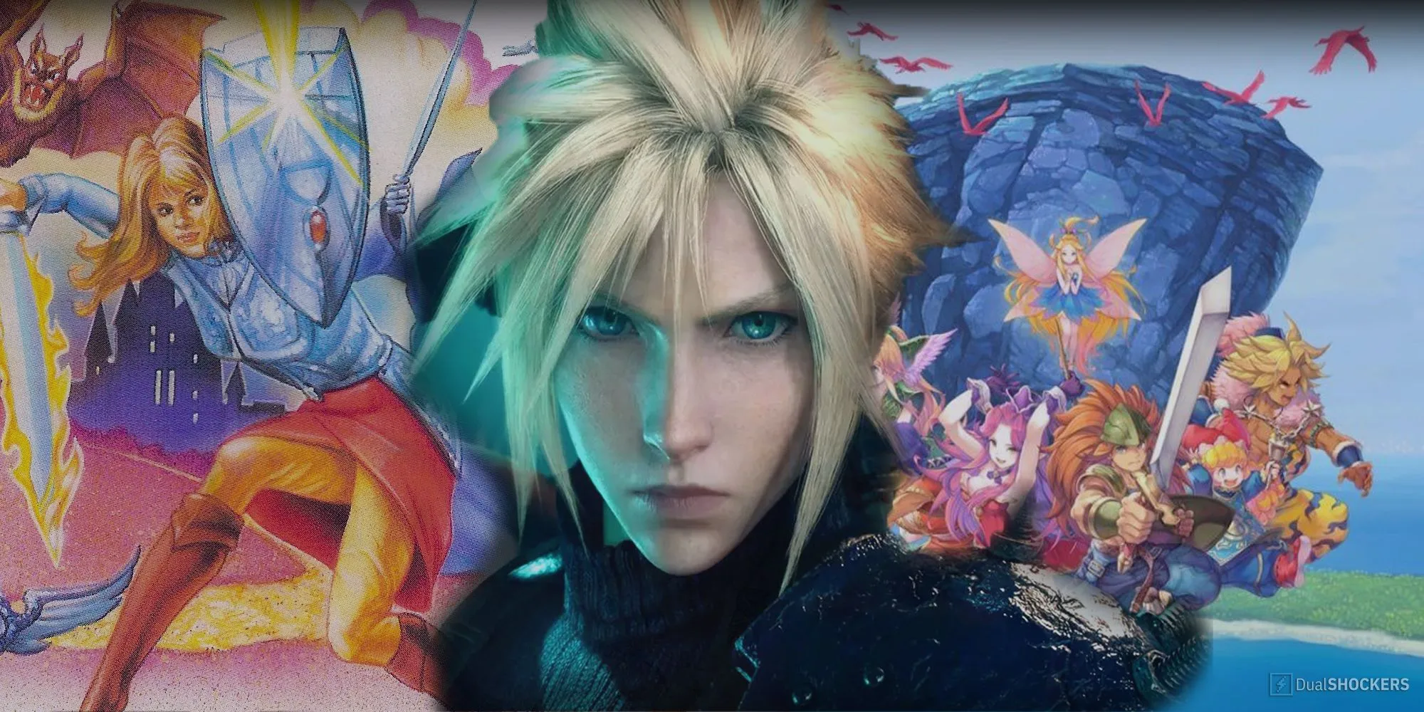 Ảnh ghép các bản làm lại game RPG cổ điển xuất sắc (Phantasy Star, Final Fantasy 7, Trials of Mana) cho thấy sức sống mới của các huyền thoại