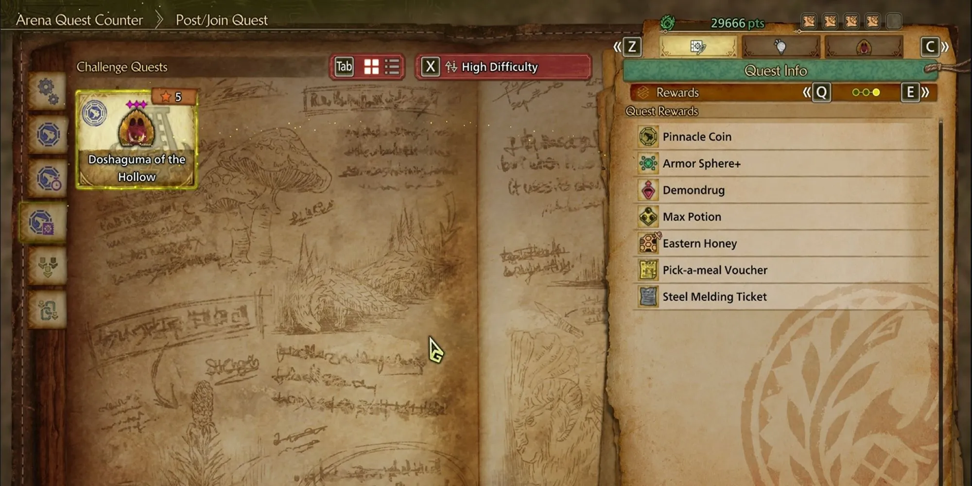 Bảng tổng kết phần thưởng Challenge Quest trong Monster Hunter Wilds