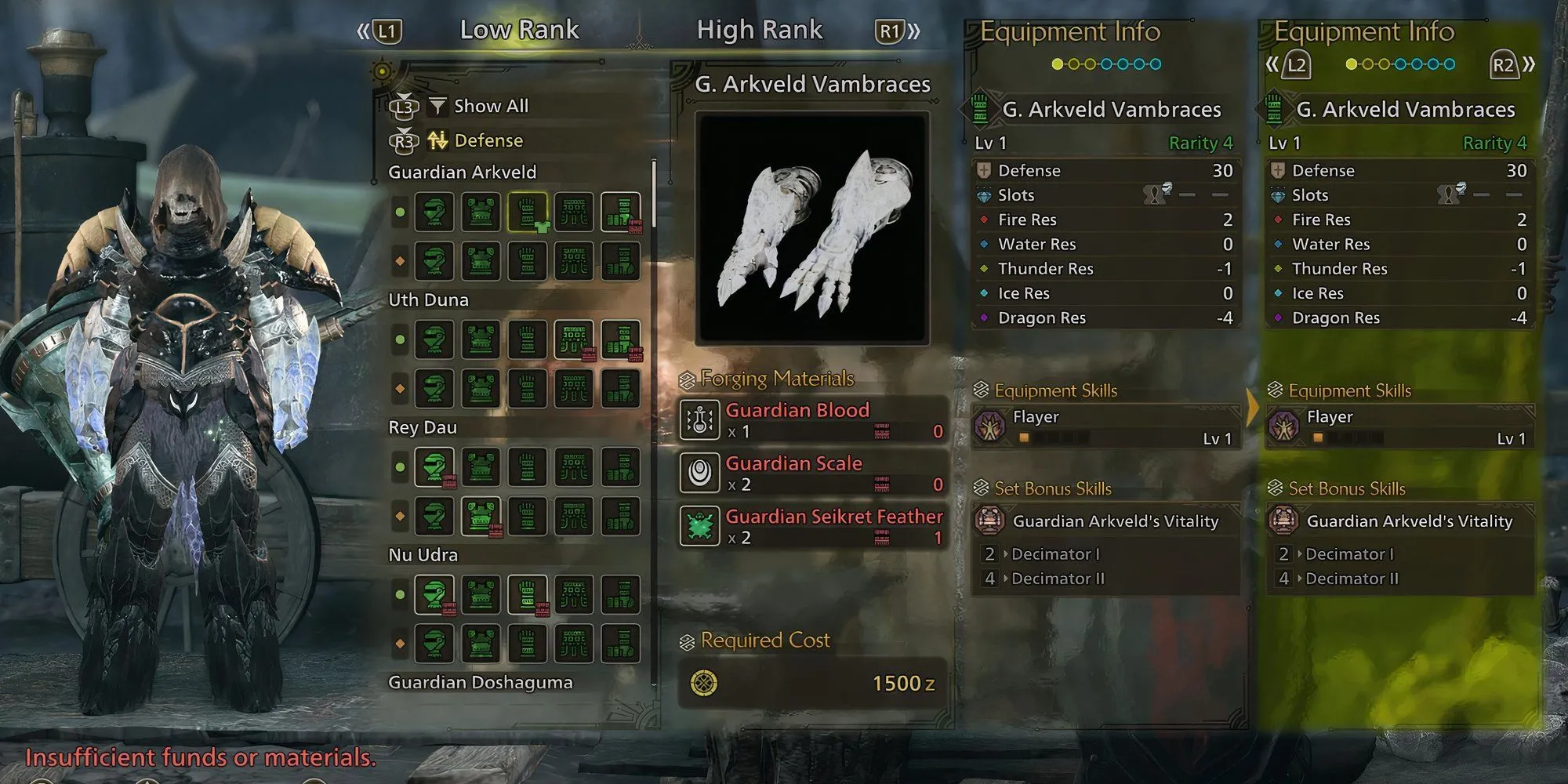 Bộ giáp G. Arkveld Vambraces chế tạo từ Lông Vệ Thần Seikret trong Monster Hunter Wilds