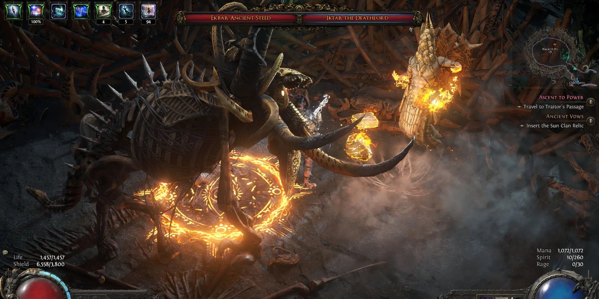 Cặp đôi boss Iktab, Chúa Tể Cái Chết và Ekbab, Chiến Mã Cổ Xưa trong Path of Exile II