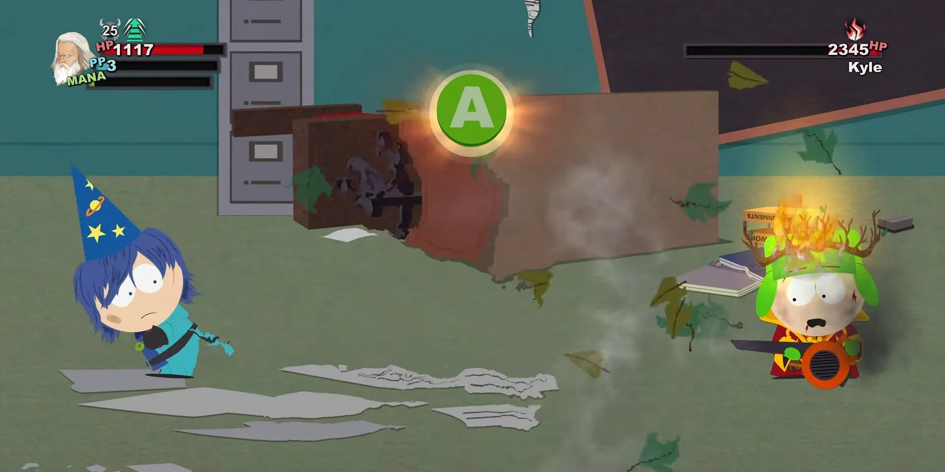 Chiến đấu với Kyle trong South Park: The Stick of Truth - một tựa game RPG hài hước dựa trên series hoạt hình nổi tiếng