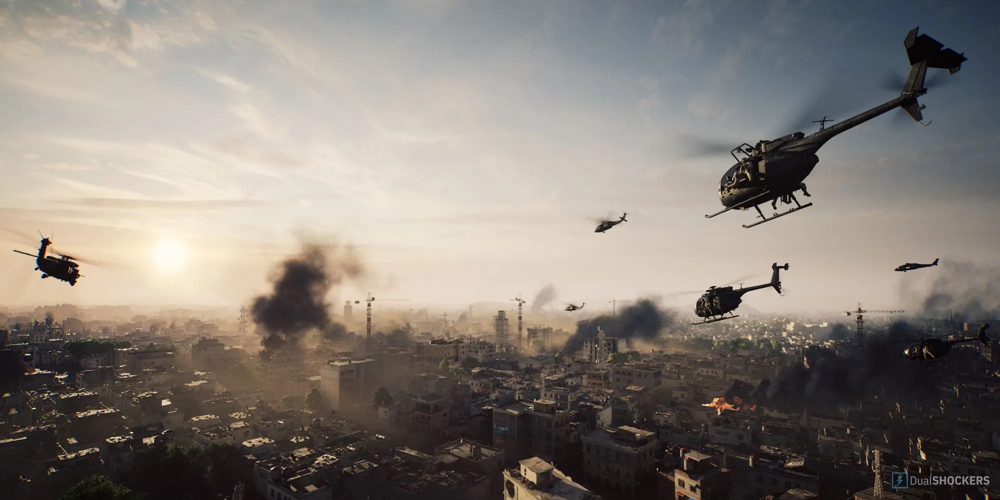 Chiến trường khốc liệt trong Delta Force Black Hawk Down với lính và trực thăng