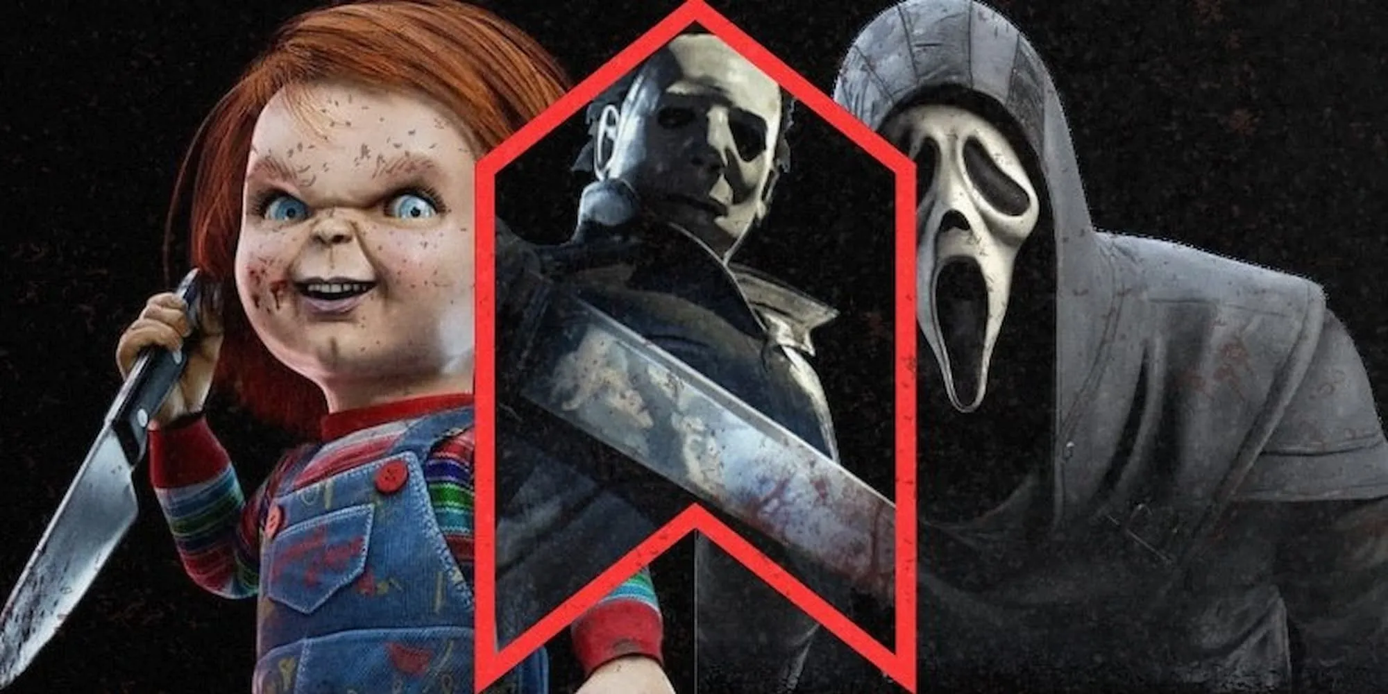 Collage Ghost Face, Chucky và Michael Myers từ các DLC của Dead by Daylight
