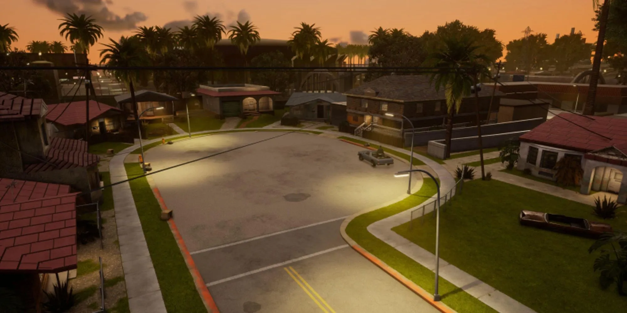Con phố Grove Street quen thuộc trong GTA San Andreas, quê nhà của băng đảng Grove Street Families