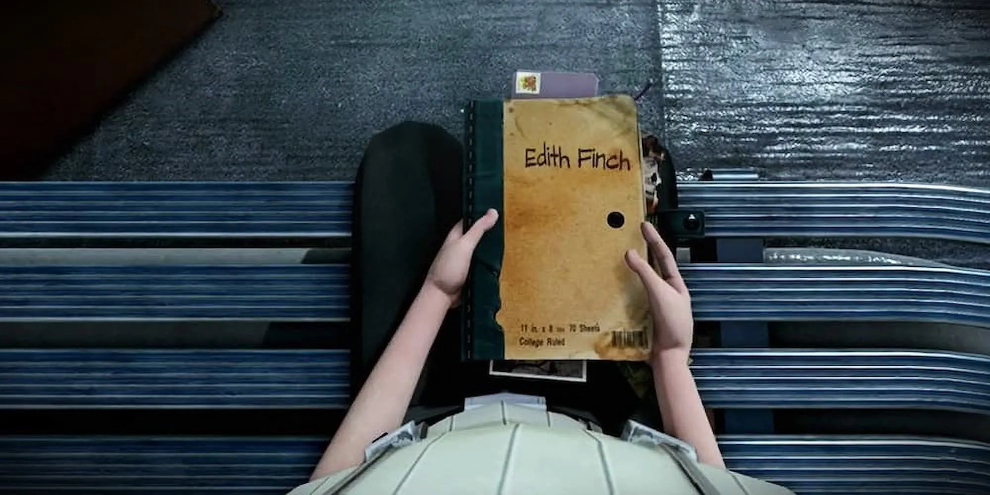 Cuốn nhật ký của Edith Finch trong game What Remains of Edith Finch, một tựa game phiêu lưu kể chuyện.