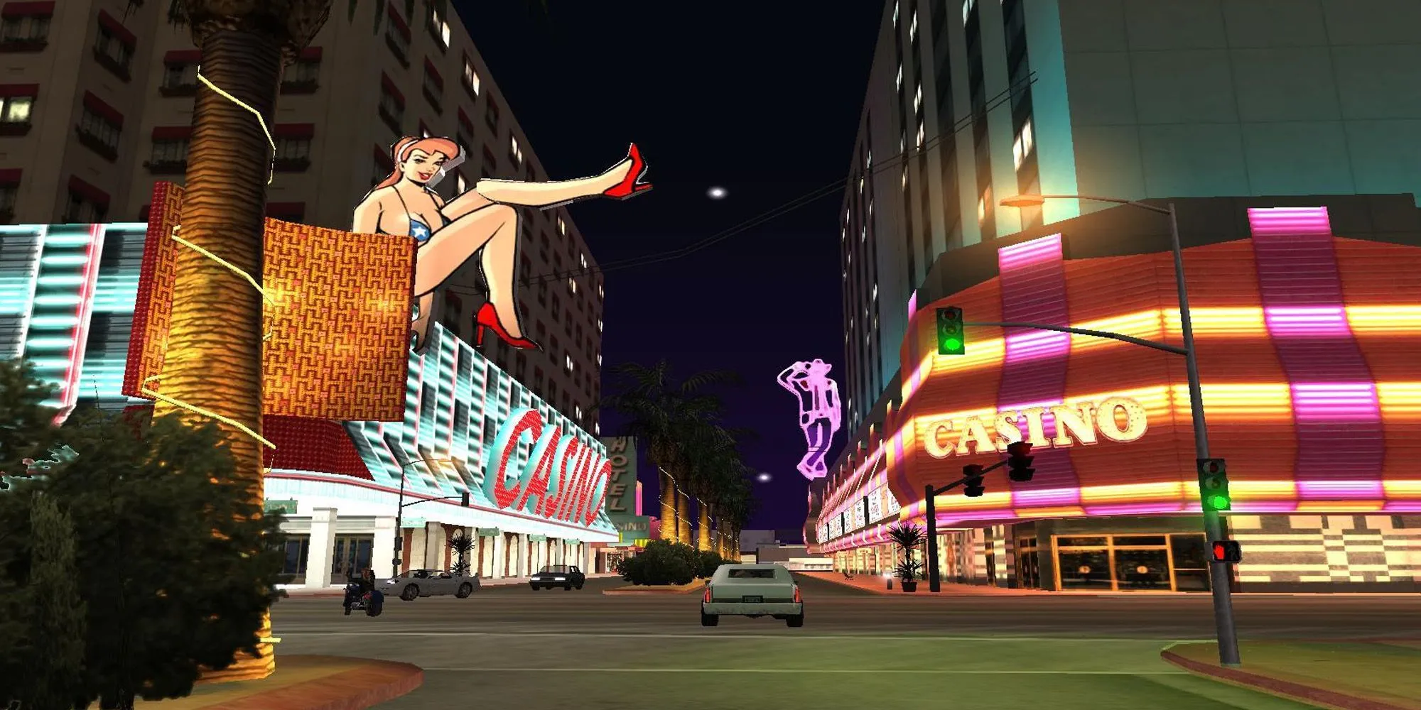 Dải Las Venturas Strip sầm uất và rực rỡ ánh đèn casino trong GTA San Andreas