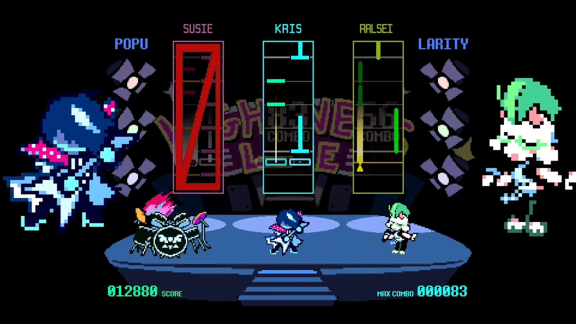 Deltarune Chapters 1-4: Hình ảnh Kris, Susie và Ralsei trong ban nhạc tại Chapter 3
