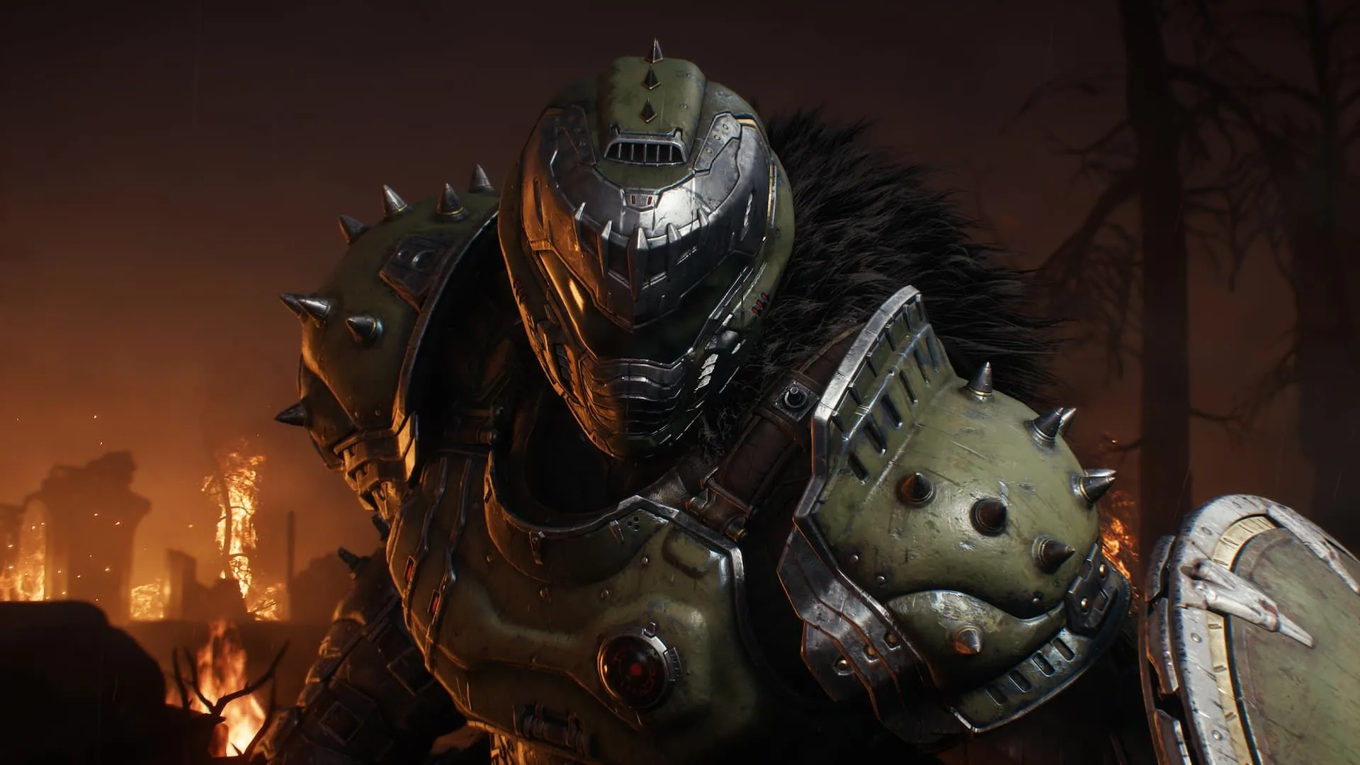 Doom Slayer với chiếc Khiên Cưa (Shield Saw) đặc trưng trong Doom: The Dark Ages