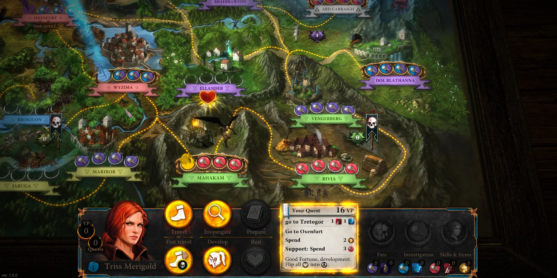 Giao diện board game The Witcher Adventure Game trên PC
