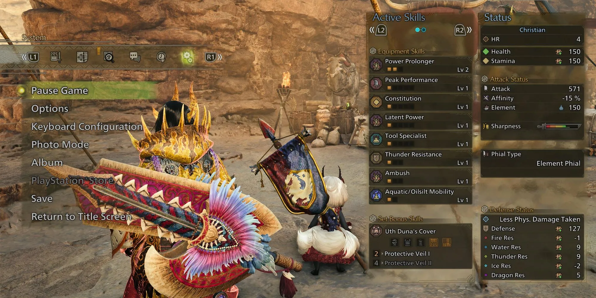 Cách tạm dừng Monster Hunter Wilds: Hướng dẫn chi tiết 1 Giao diện menu Hệ thống trong Monster Hunter Wilds với tùy chọn Tạm dừng trò chơi được làm nổi bật, hướng dẫn cách pause game.