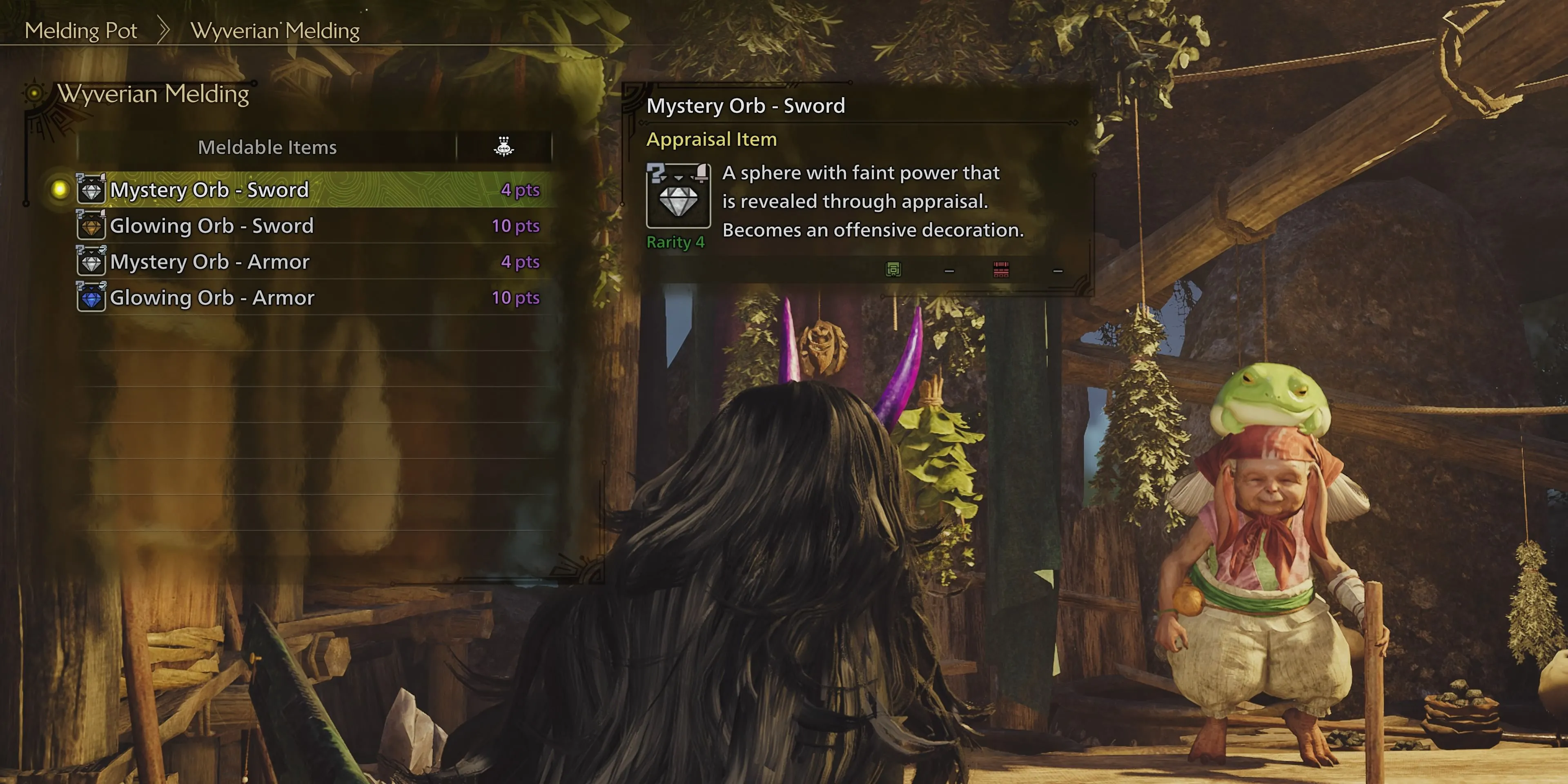 Giao diện Wyverian Melding Pot chế tạo ngọc trong Monster Hunter Wilds