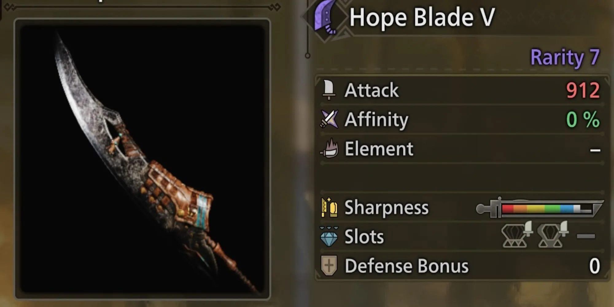 Greatsword Hope Blade trong Monster Hunter Wilds với thiết kế cơ bản
