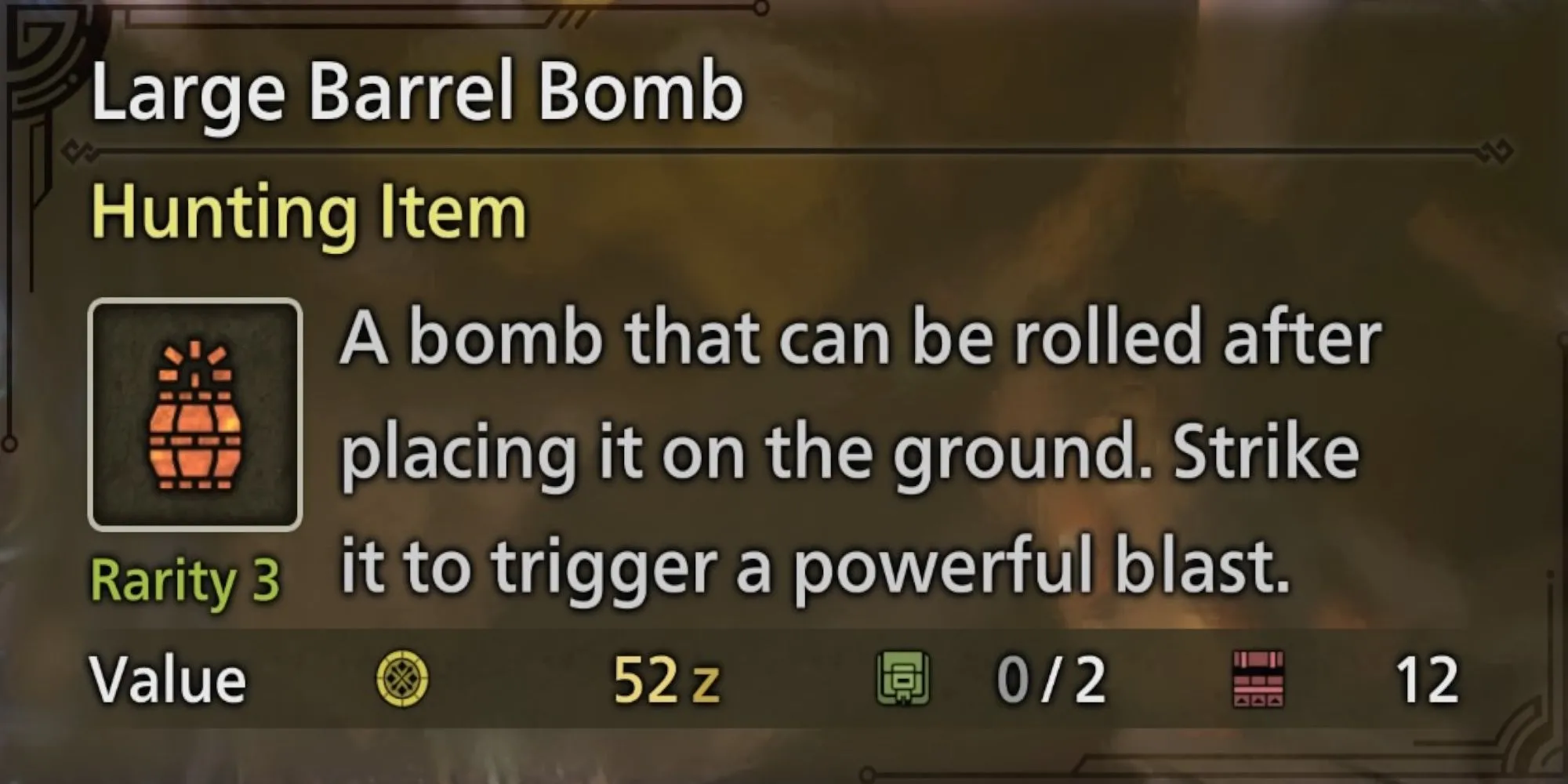 Hai quả Barrel Bomb lớn được đặt gần nhau trong Monster Hunter Wilds, sẵn sàng phát nổ.