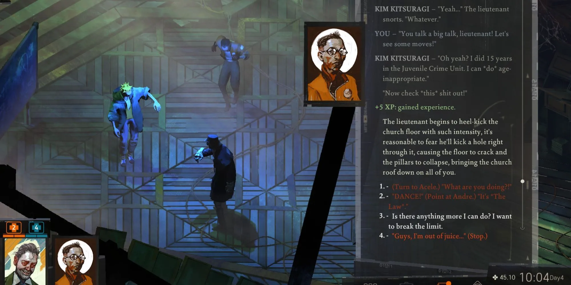 Harry DuBois khám phá một khu vực trong Martinaise của Disco Elysium, tìm kiếm nhiệm vụ phụ