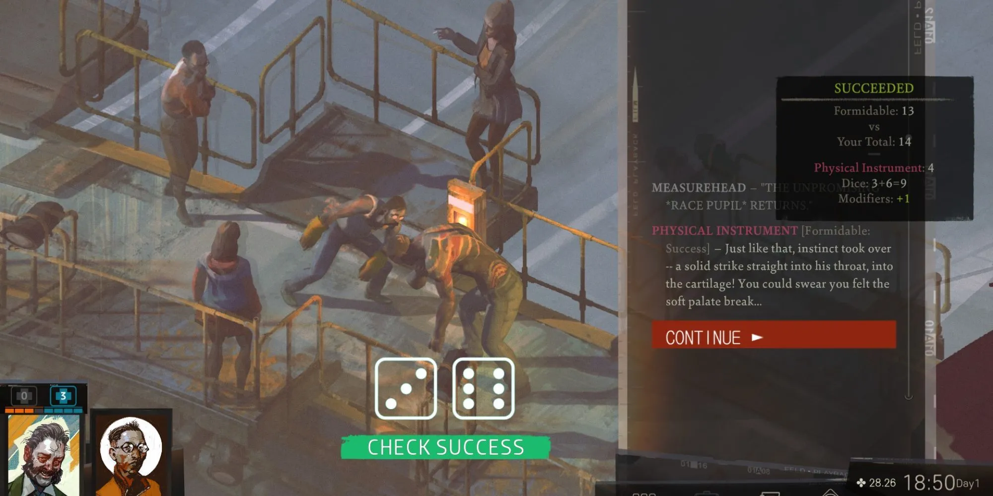 Harry DuBois với các chỉ số kỹ năng khác nhau trong Disco Elysium, minh họa cho việc thử build mới