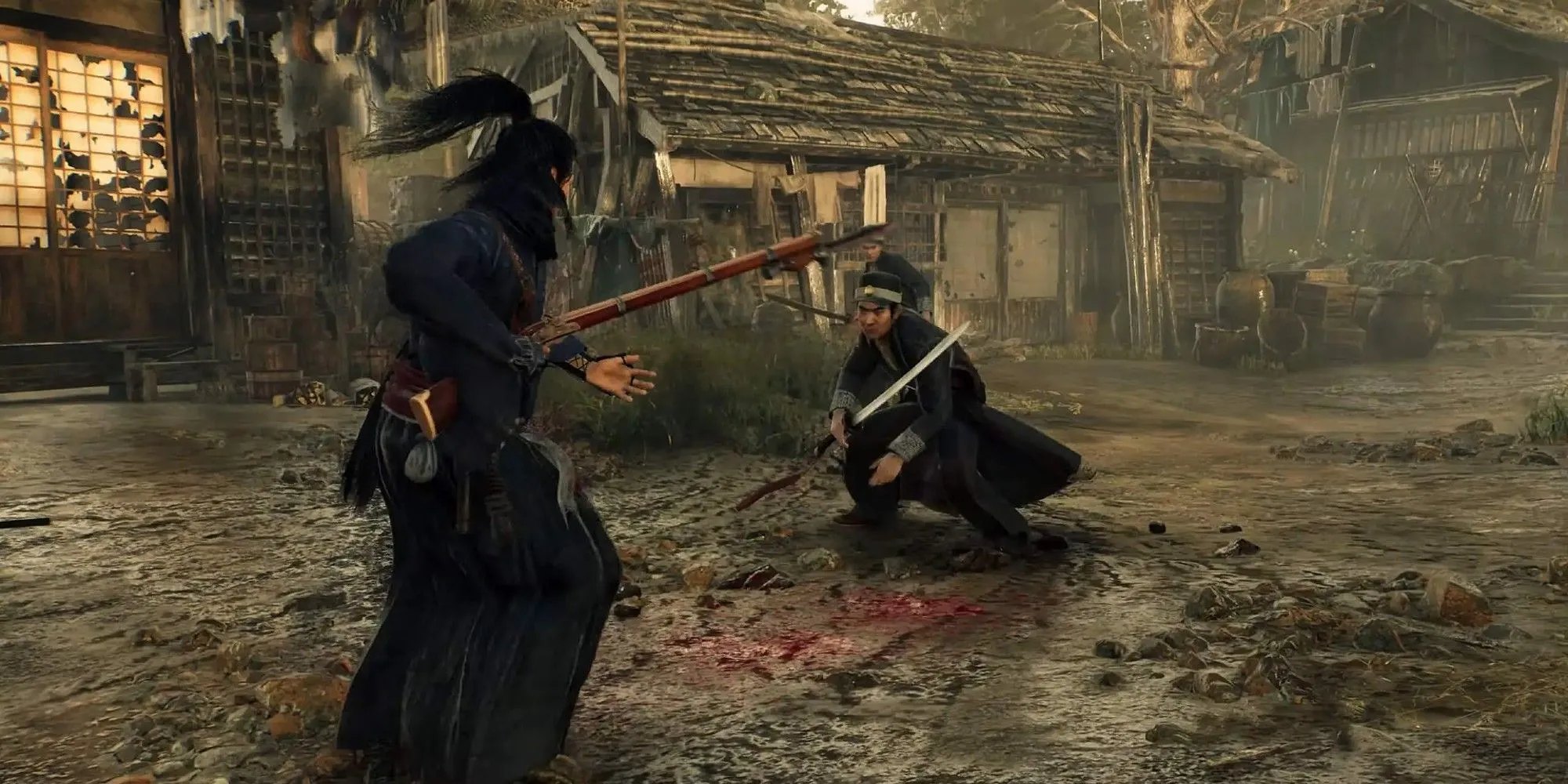 Hệ thống chiến đấu của Rise of the Ronin với vũ khí cận chiến và súng ống