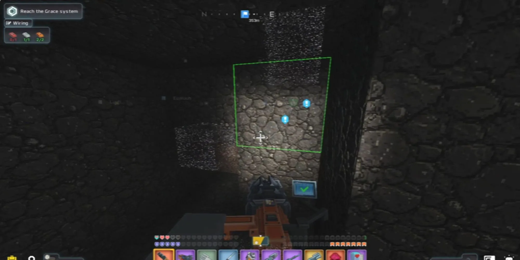 Hệ thống quét hiển thị vị trí các loại quặng dưới lòng đất trong game Cubic Odyssey