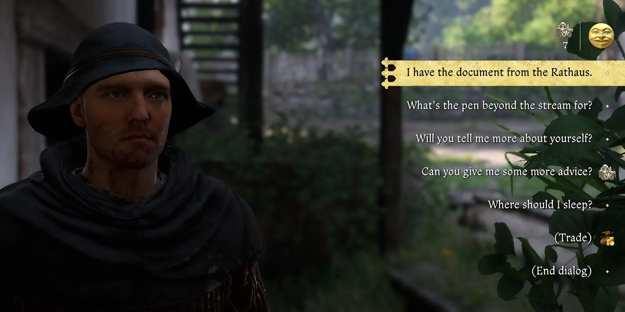 Henry hoàn thành nhiệm vụ Materia Prima bằng cách giao tài liệu cho Miller Kreyzl trong Kingdom Come Deliverance 2