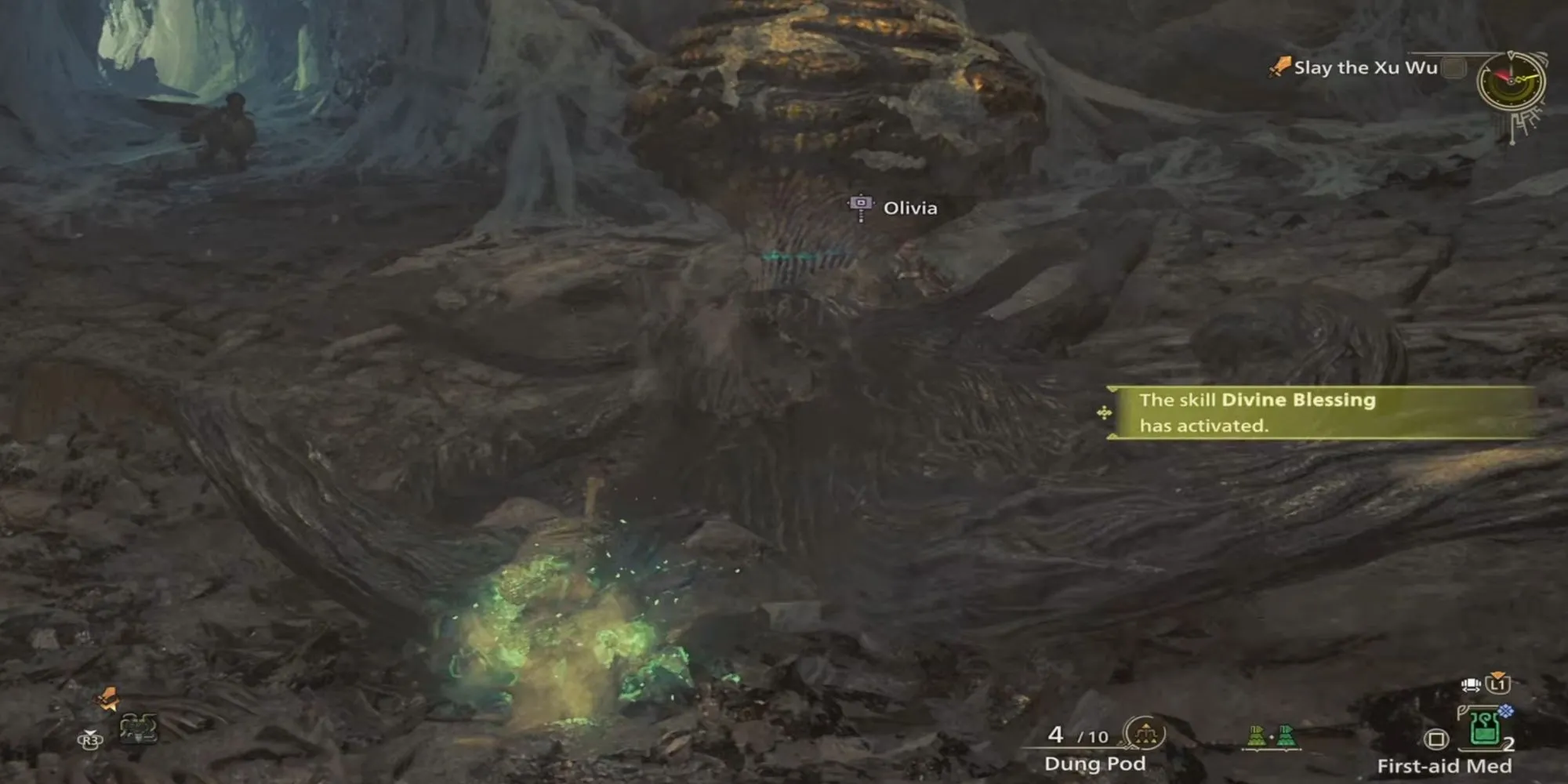 Hiệu ứng Kỹ năng Bùa May Mắn kích hoạt trong Monster Hunter Wilds