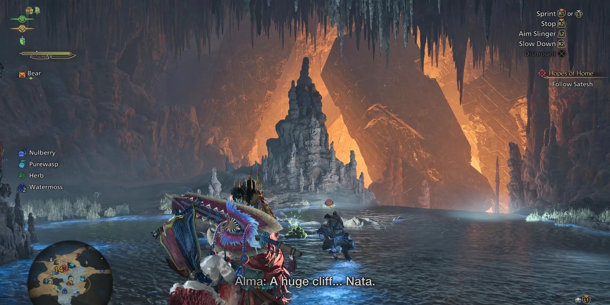 Hình ảnh một nhóm thợ săn chiến đấu với quái vật trong Monster Hunter Wilds, minh họa việc không thể tạm dừng khi chơi online multiplayer.