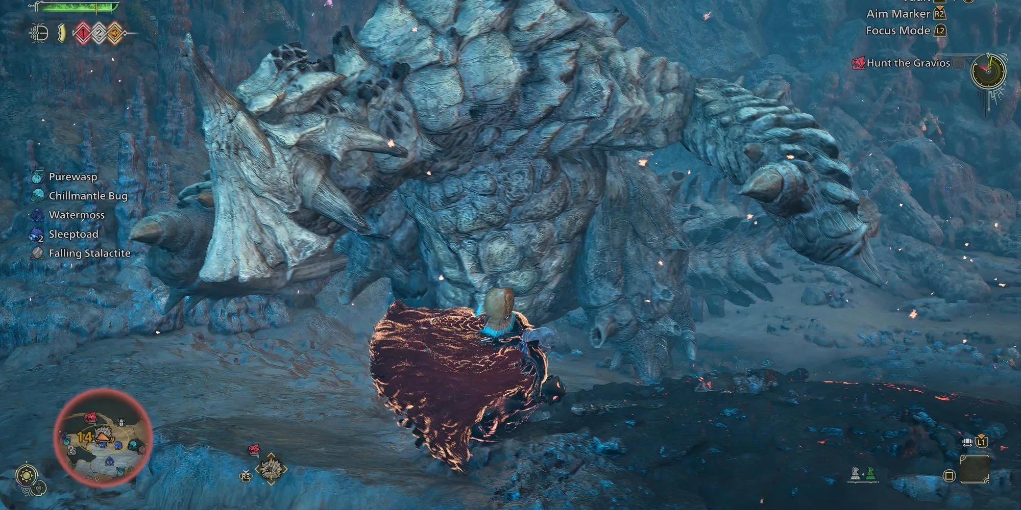 Gravios MH Wilds: Bí Kíp Săn Quái Thép Toàn Tập 1 Hình ảnh quái vật Gravios trong game Monster Hunter Wilds với lớp vỏ đá cứng cáp