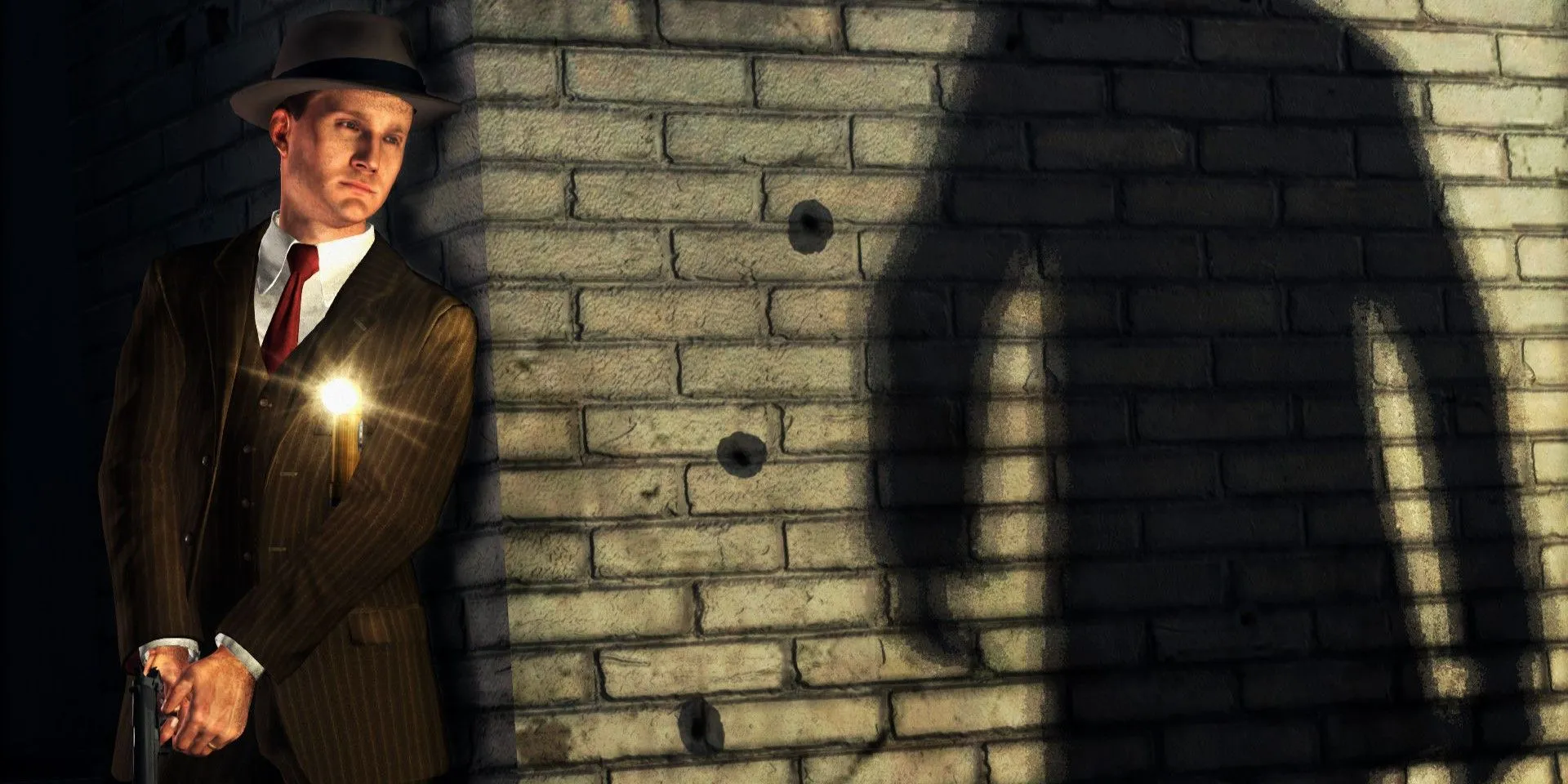 Hình ảnh thám tử Cole Phelps trong game L.A. Noire điều tra vụ án