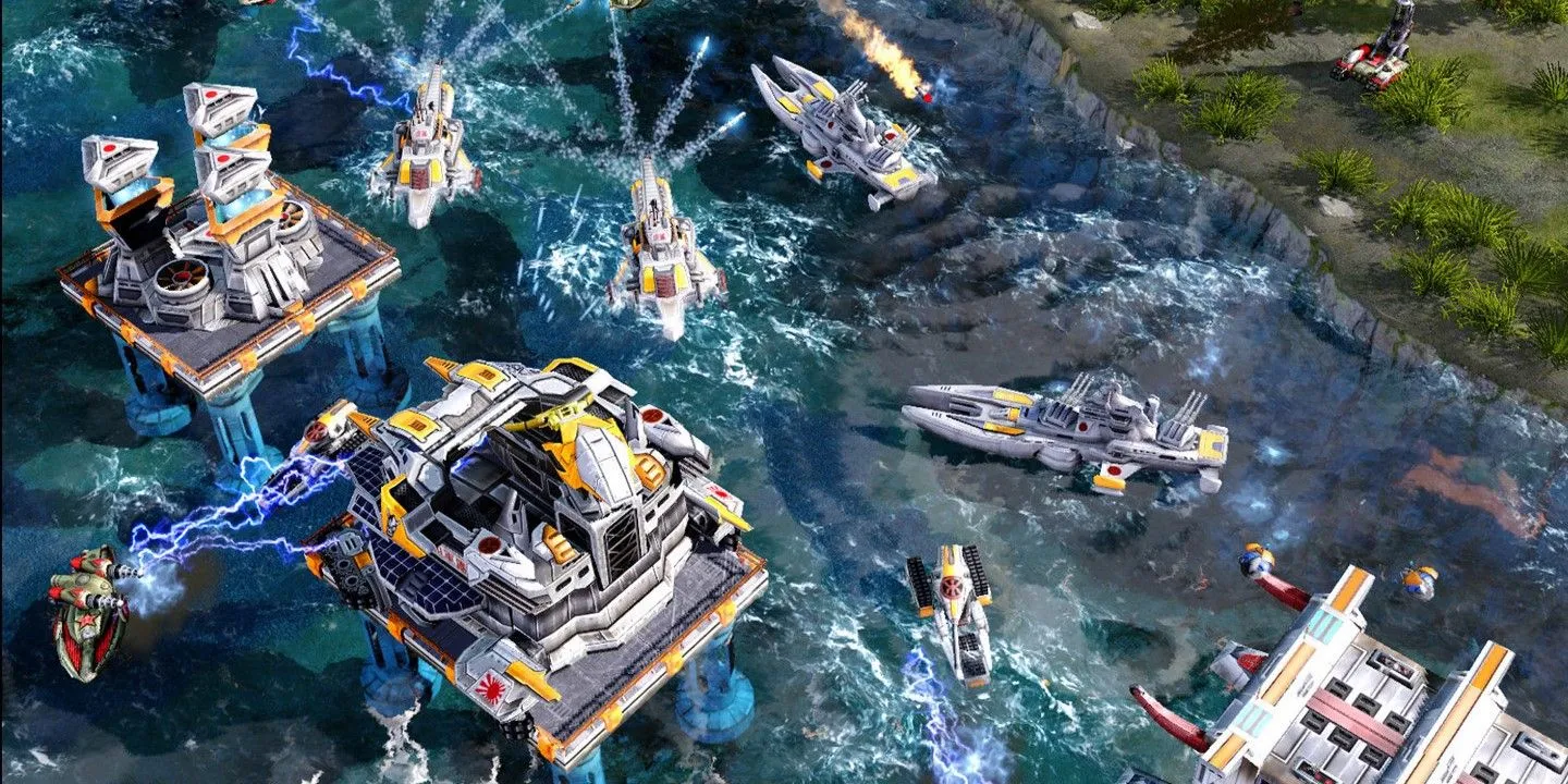 Hình ảnh Tim Curry trong Command &amp; Conquer Red Alert 3 với bối cảnh không gian