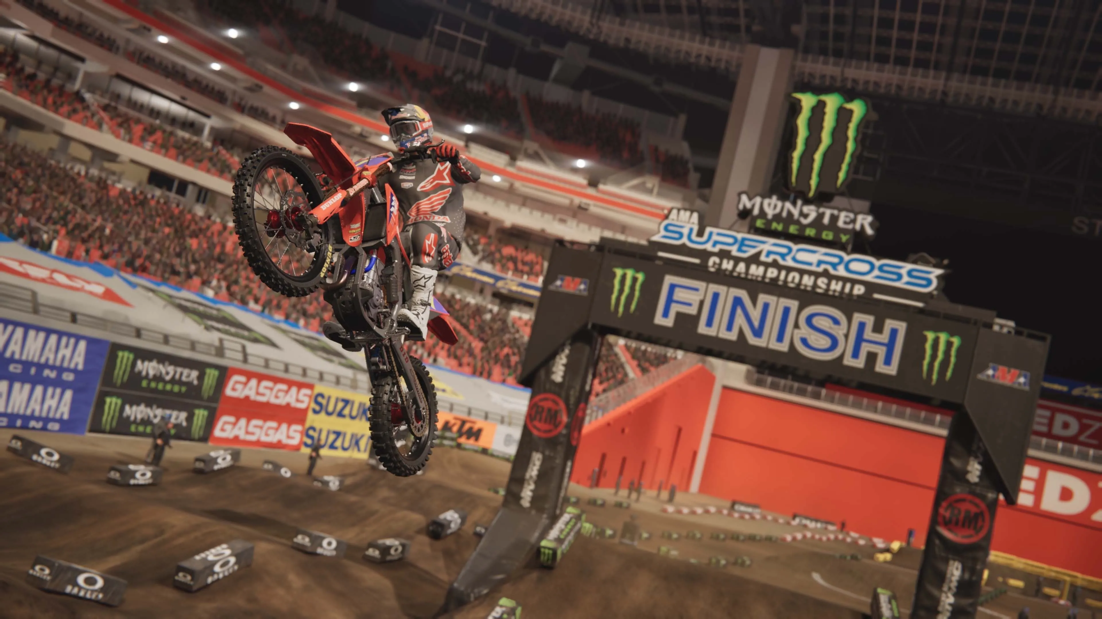 Khoảnh khắc cán đích ấn tượng trong Monster Energy Supercross 25 với hiệu ứng pháo hoa