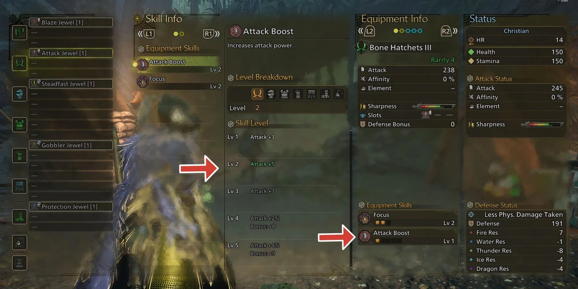Kiểm tra thông tin kỹ năng trang bị trong Monster Hunter Wilds