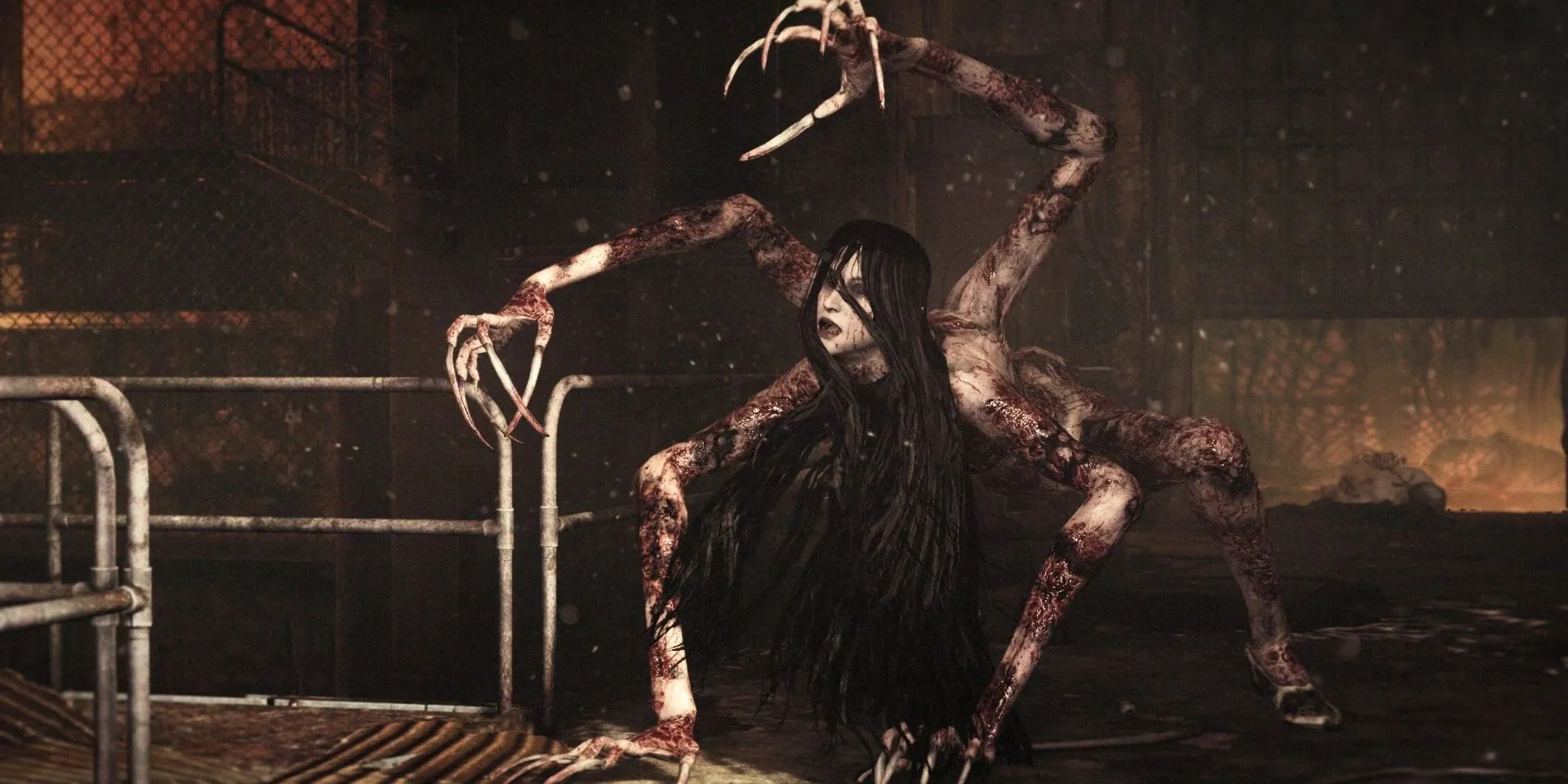 Laura, quái vật nhiều chi, truy đuổi Sebastian Castellanos trong The Evil Within