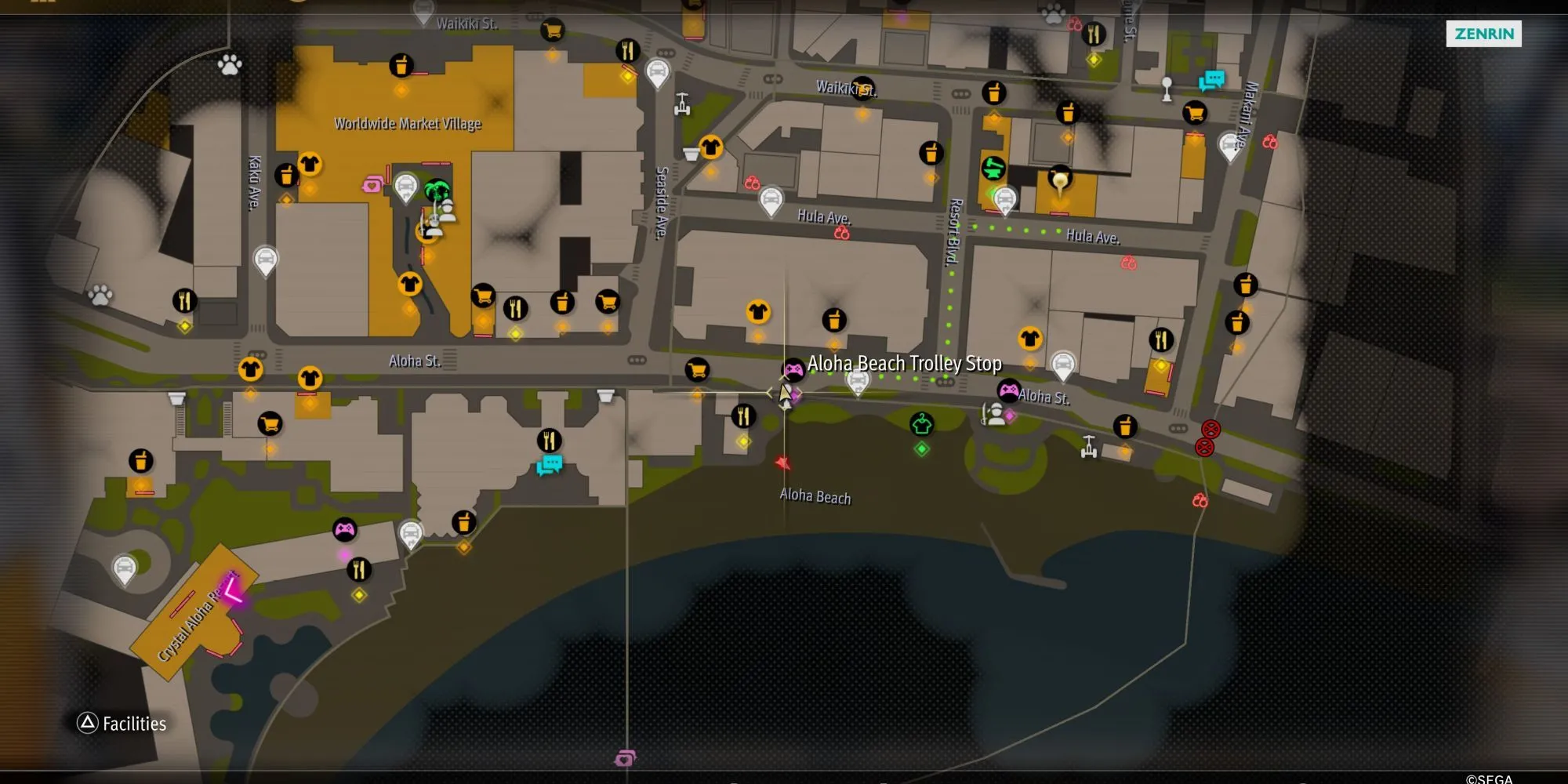 Hướng Dẫn Sicko Snap Like a Dragon: Pirate Yakuza in Hawaii 1 Majima tại trạm xe điện Aloha Beach để bắt đầu minigame Sicko Snap trong Like a Dragon Pirate Yakuza