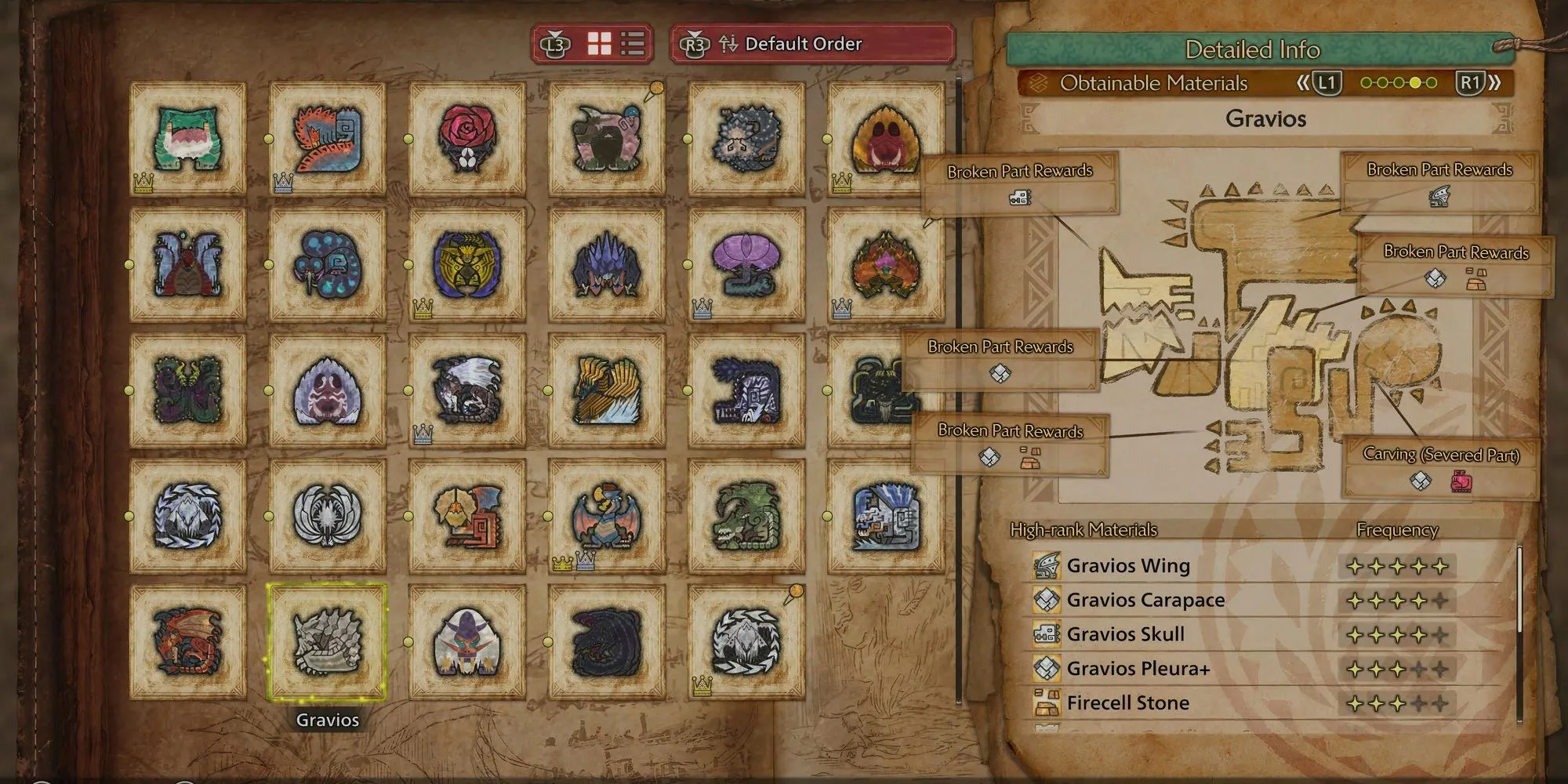 Màn hình hiển thị các vật phẩm phần thưởng sau khi đánh bại Gravios trong Monster Hunter Wilds