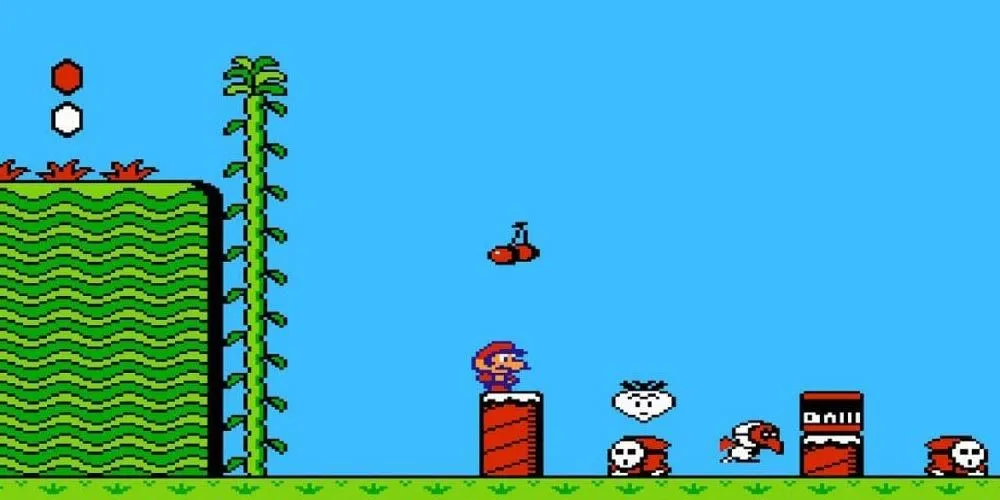 Mario trên khúc gỗ trong Super Mario Bros. 2 (USA) trên NES