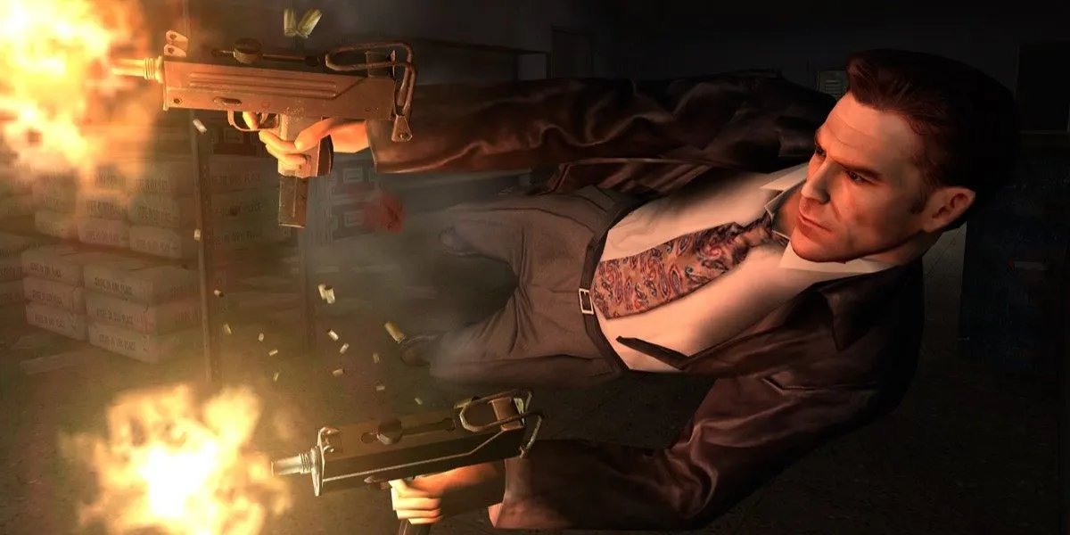 Max Payne và Mona Sax trong khung cảnh u tối của game Max Payne 2