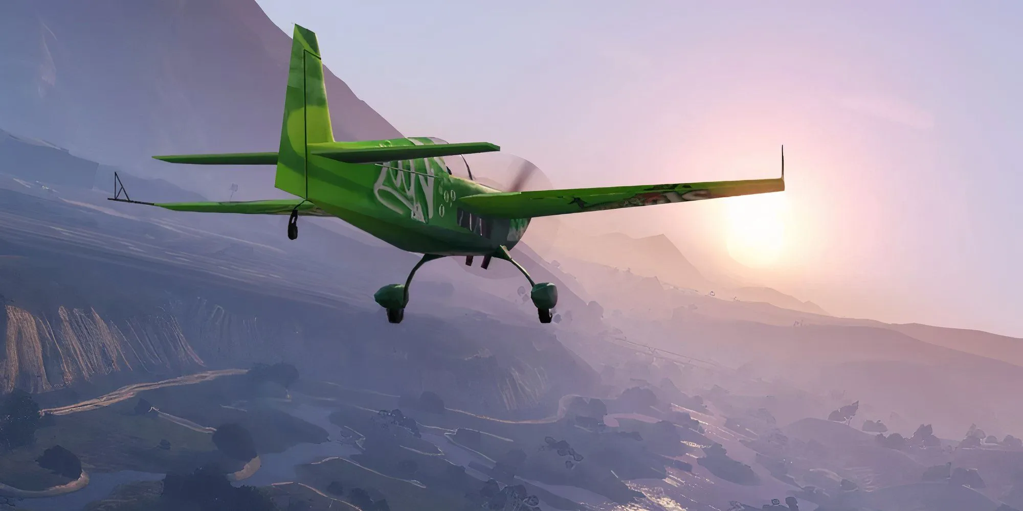 Máy bay lượn trên bầu trời Los Santos trong GTA 5, thể hiện sự đa dạng phương tiện di chuyển