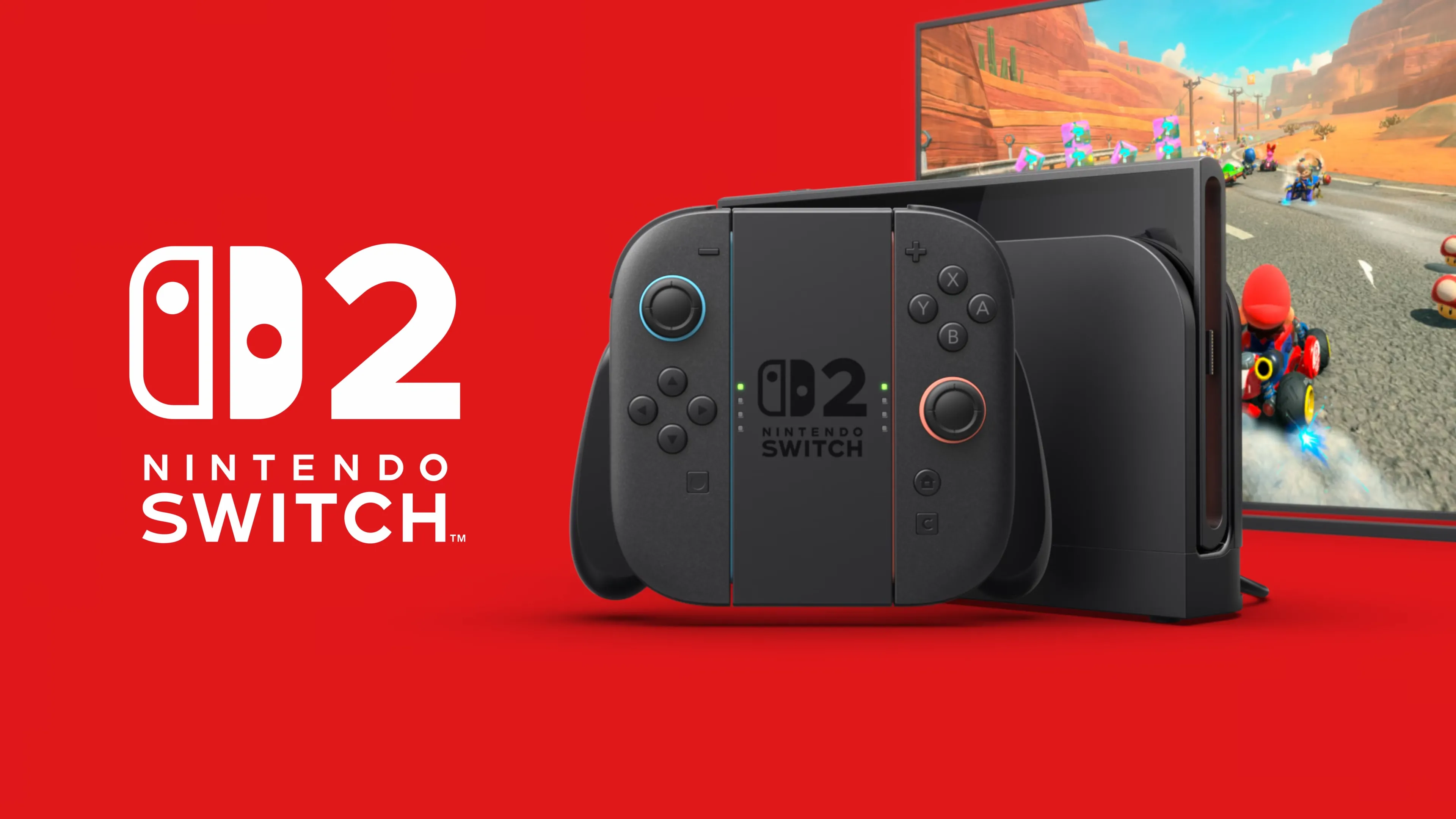 Máy chơi game Nintendo Switch 2 hiển thị game Mario Kart World trên màn hình