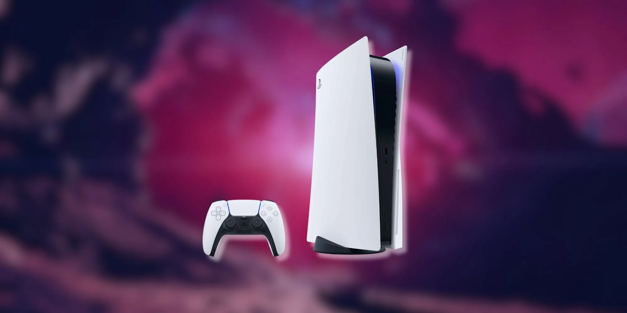 Máy chơi game PlayStation 5 trên nền tím trừu tượng, gợi nhắc về những bài học từ tình trạng phe vé