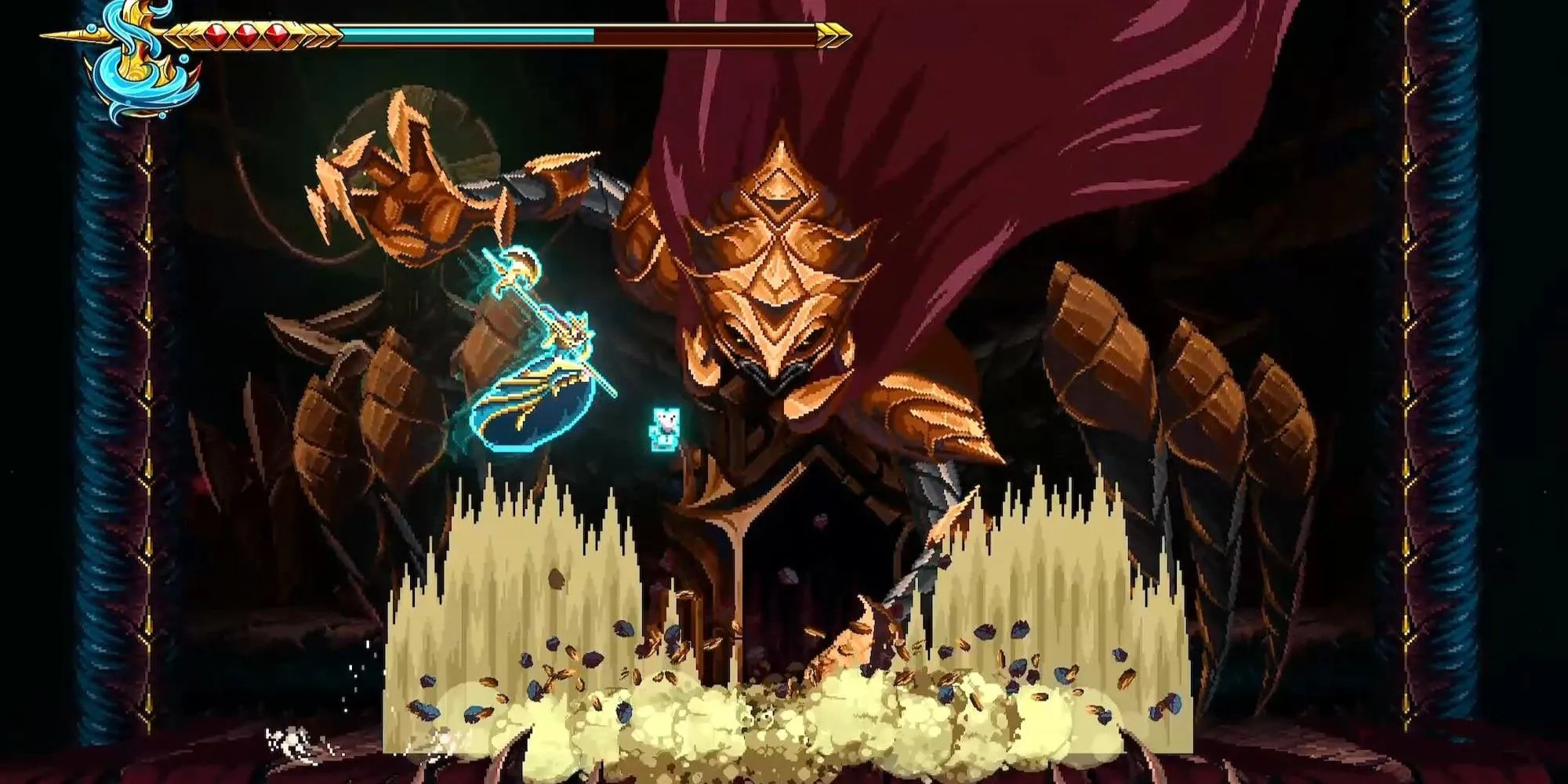 Một cảnh chiến đấu với quái vật trong game 9 Years of Shadows