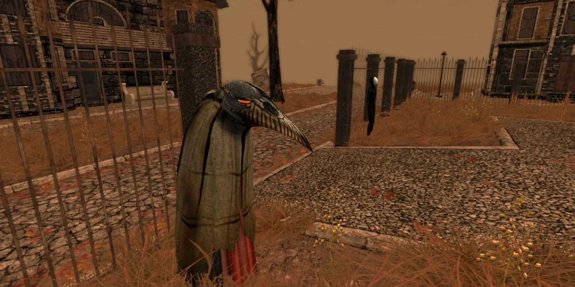 Một cảnh tượng nghi lễ với nhân vật mang mặt nạ chim trong Pathologic 2