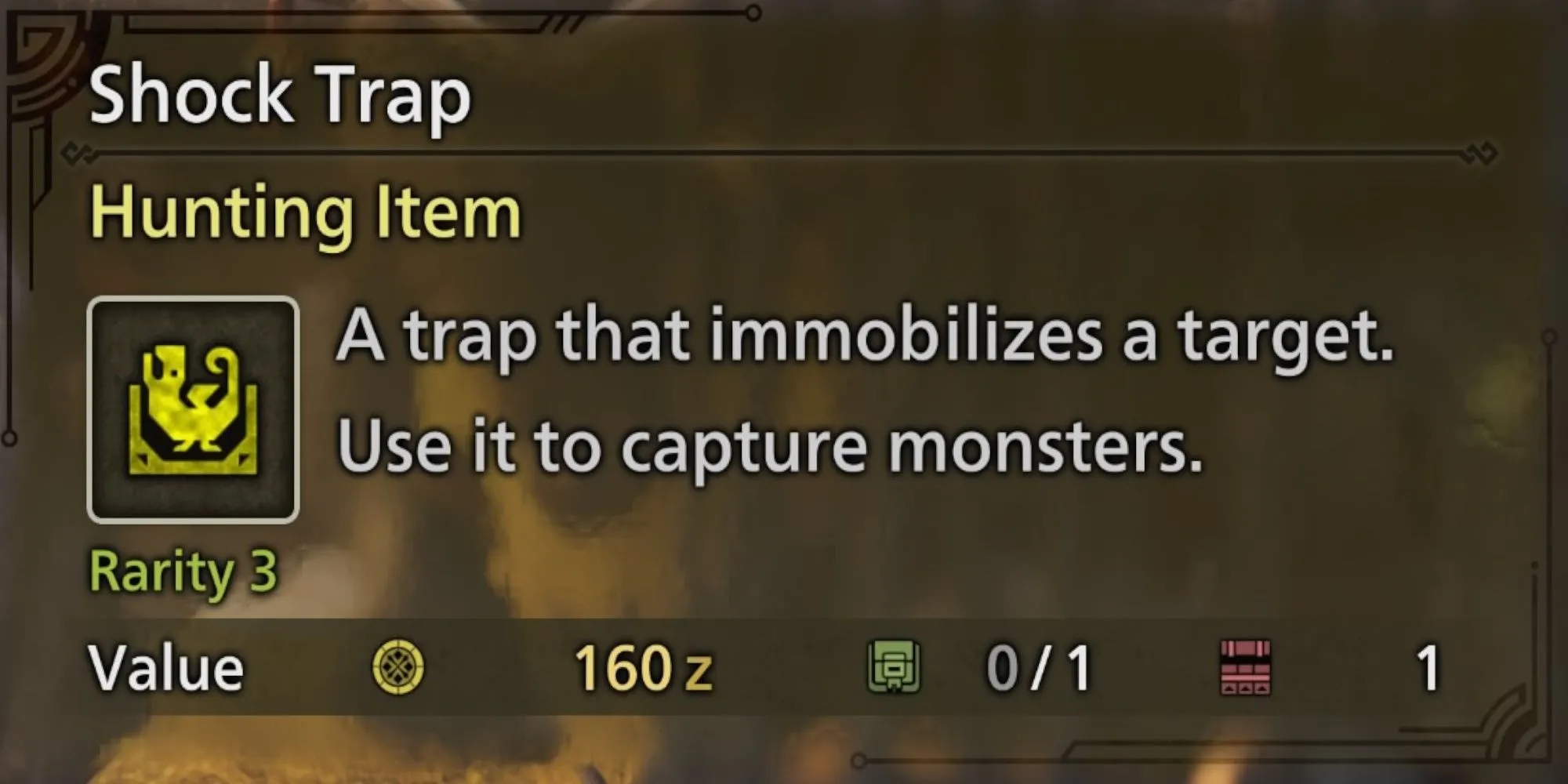 Một chiếc Shock Trap đang được đặt trên mặt đất trong Monster Hunter Wilds, sẵn sàng bẫy quái vật.