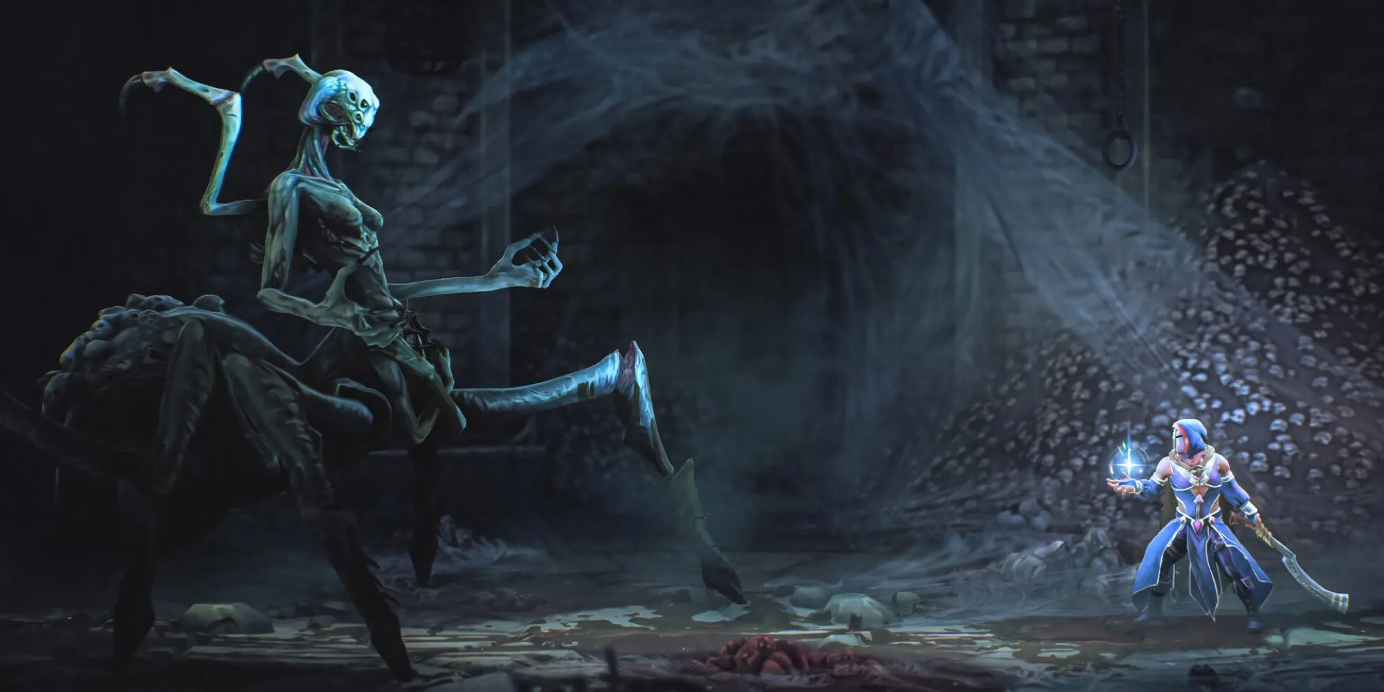 Một con boss khổng lồ trong Mandragora Whispers of the Witch Tree đang giao chiến với nhân vật người chơi