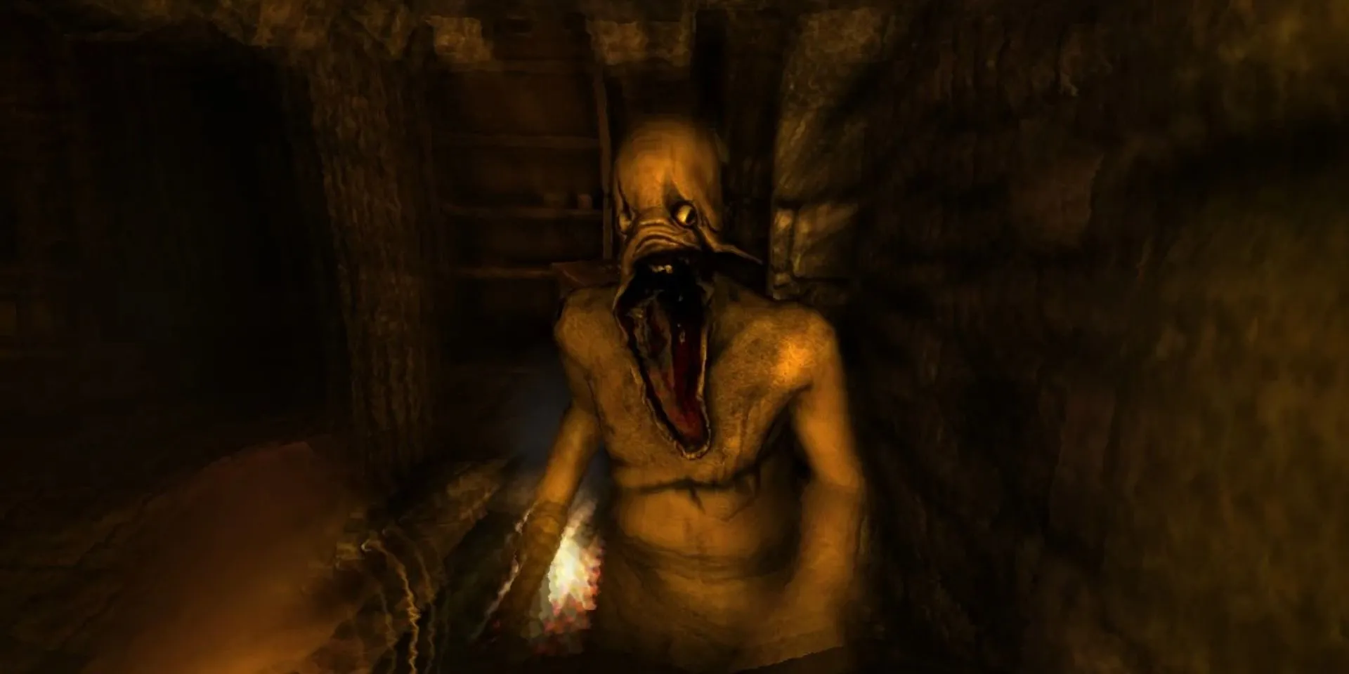 Một Gatherer Grunt đang hút sinh lực của Daniel trong Amnesia: The Dark Descent