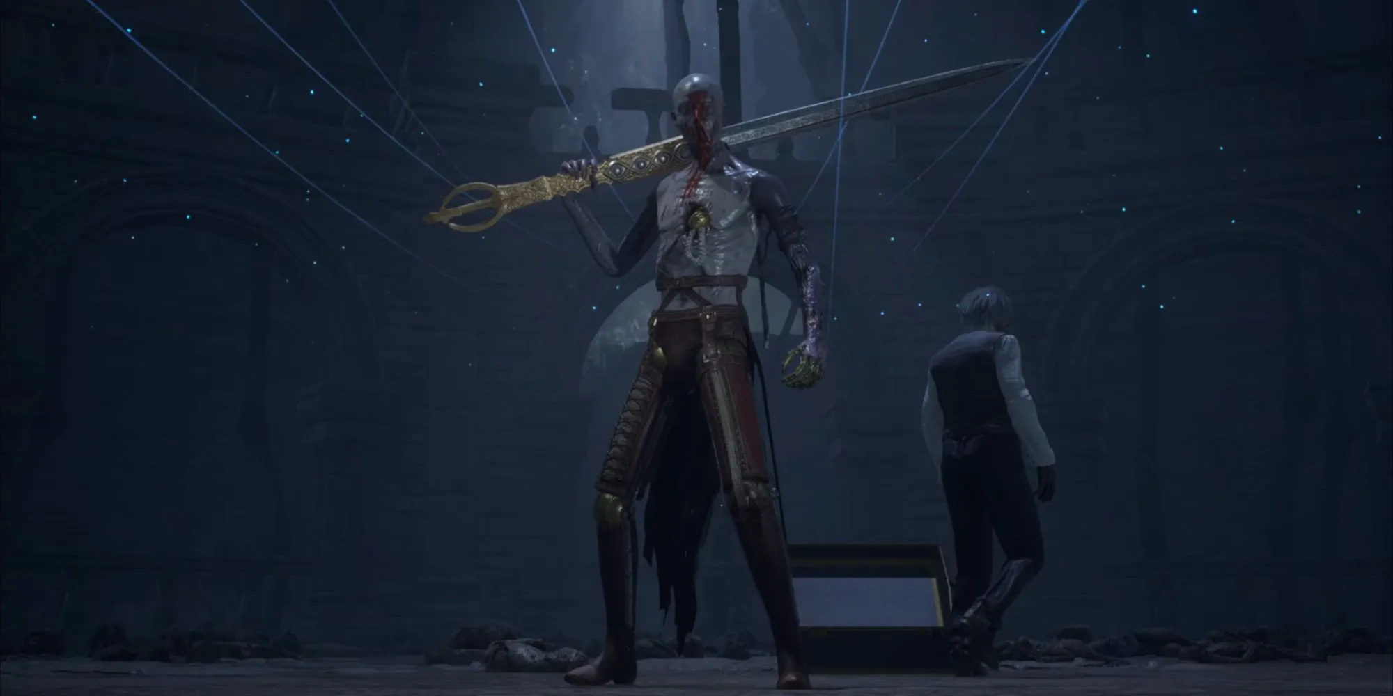 Nameless Puppet và Geppetto đối mặt với P trong Lies of P ngay trước trận chiến định mệnh