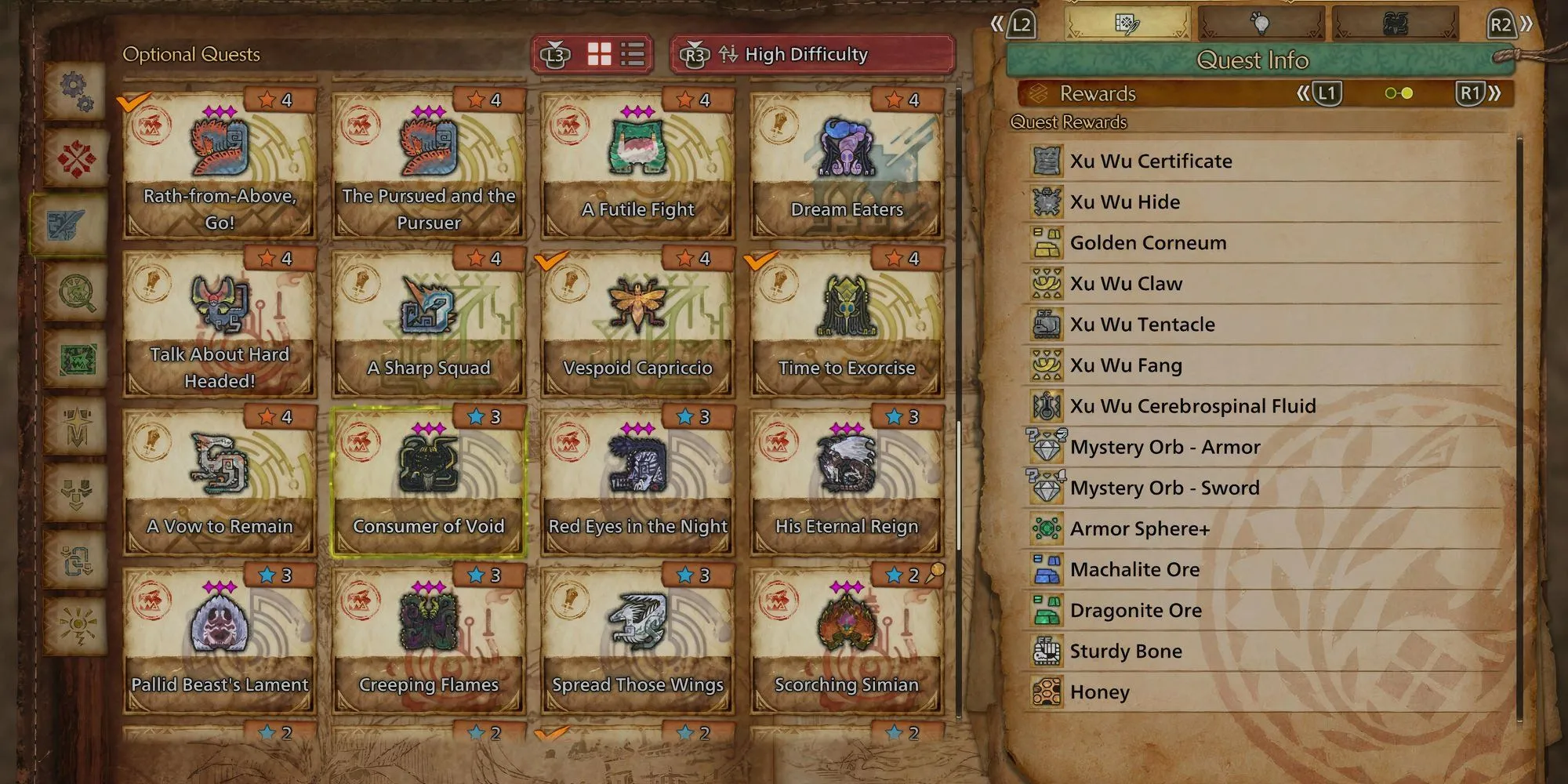 Nguyên liệu Nanh Xu Wu và các phần thưởng khác khi đánh bại Xu Wu trong Monster Hunter Wilds